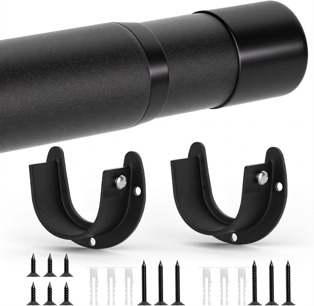 Aoibox  Adjustable Closet Rod 17 to 97 in Heavy Duty Hanging Bar 1 3 in Diameter Matte Black Metal Pole 50 lb Capacity