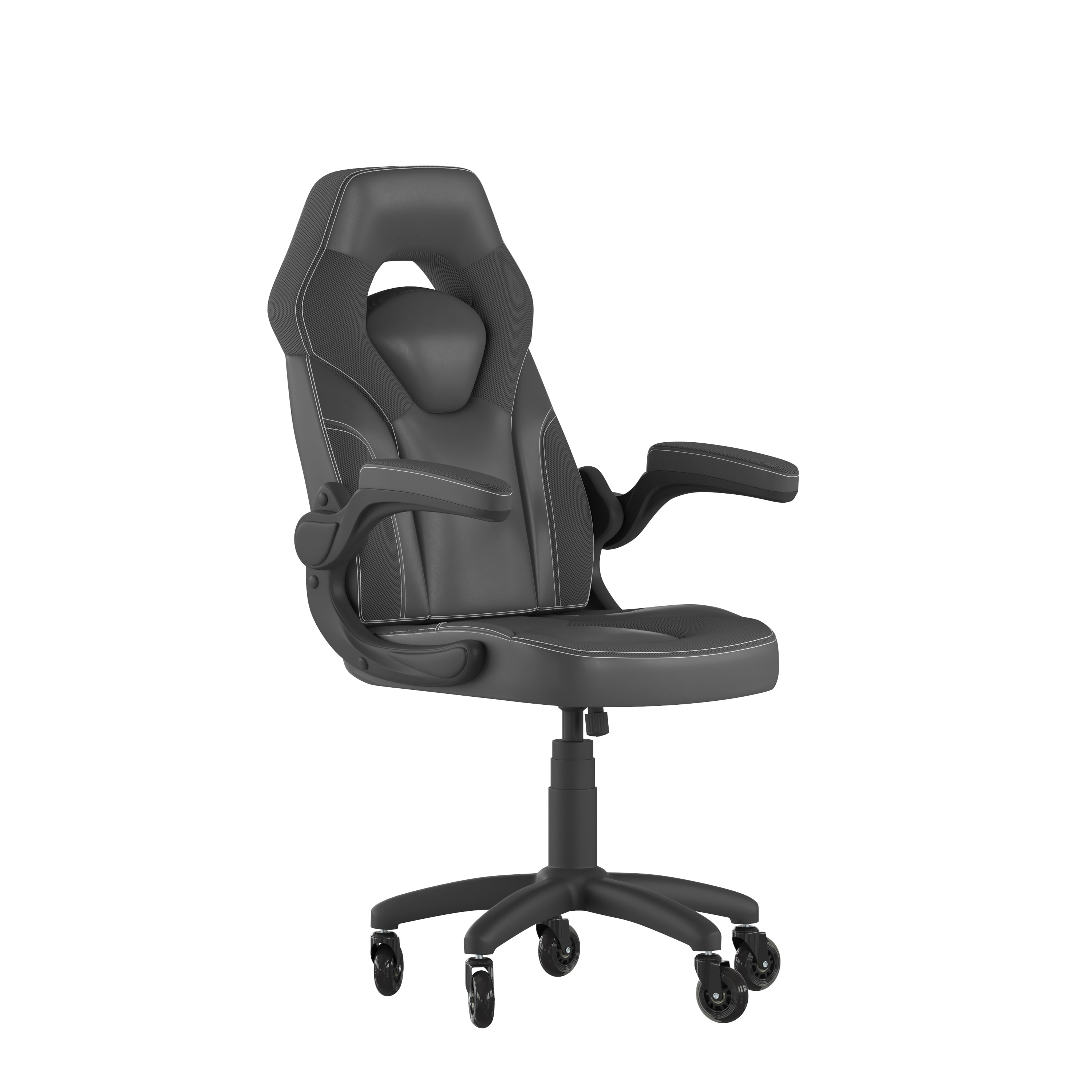 Flash Furniture 840196381374 X10 Gaming Chair Racing Office Computer PC Adjustable Chair with Flip-up Arms and Transparent Roller Wheels; Black LeatherSoft