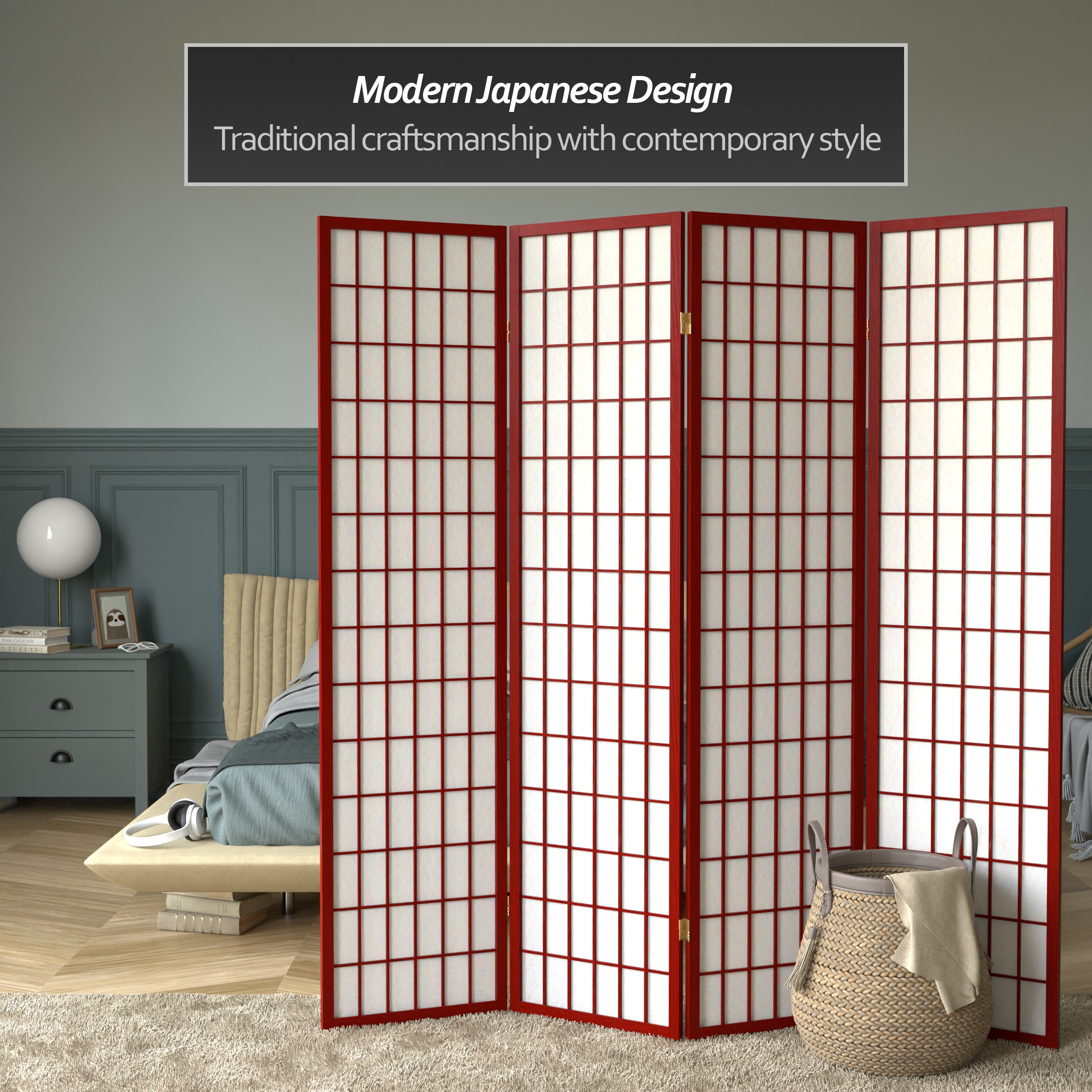 Oriental Furniture SSCWP-4P-RWD Indoor-Privacy-Screens - View #4