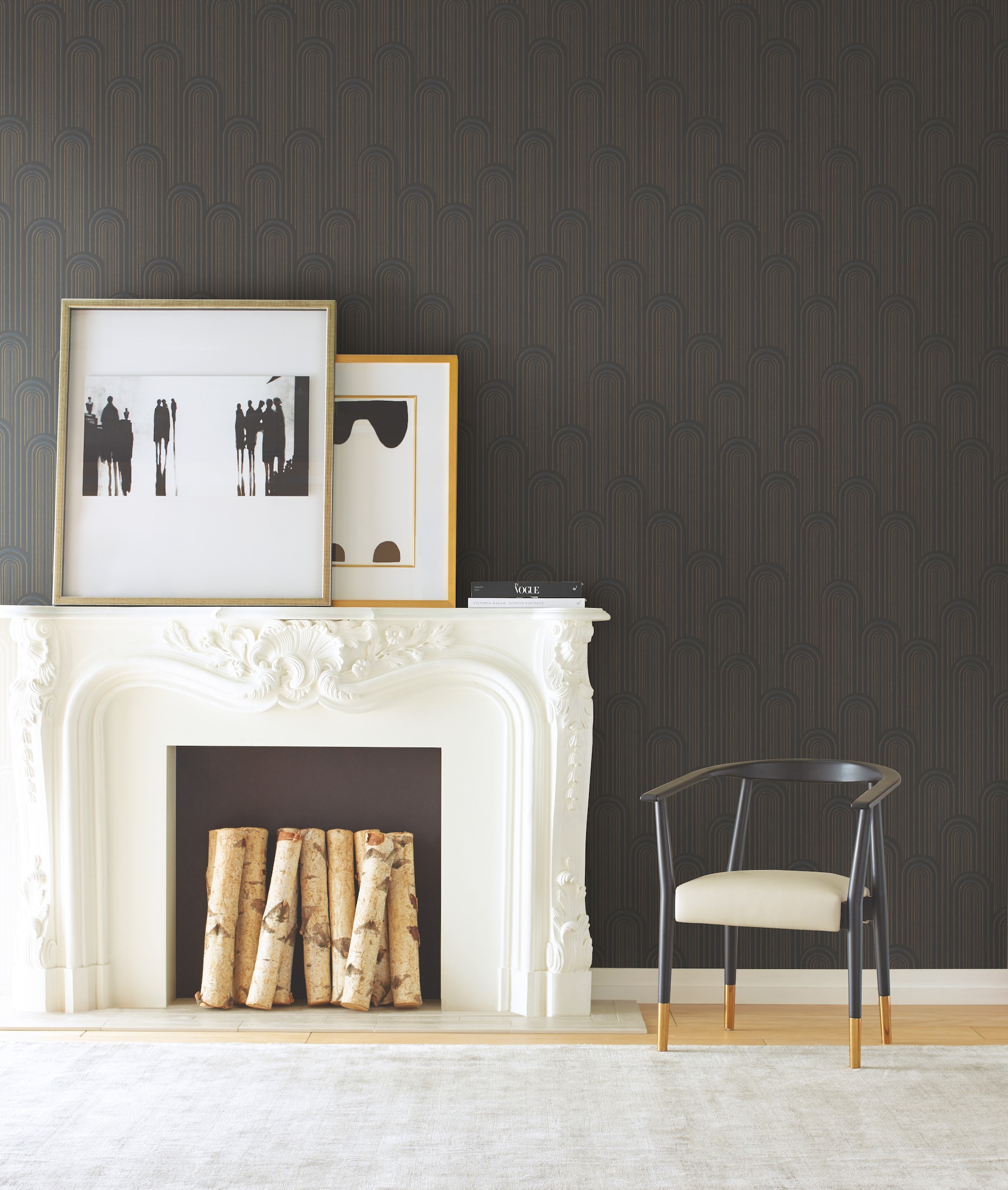 York Wallcoverings CA1540 Antonina Vella Deco 60.8-Sq. Feet Black Non-woven Abstract Unpasted Wallpaper