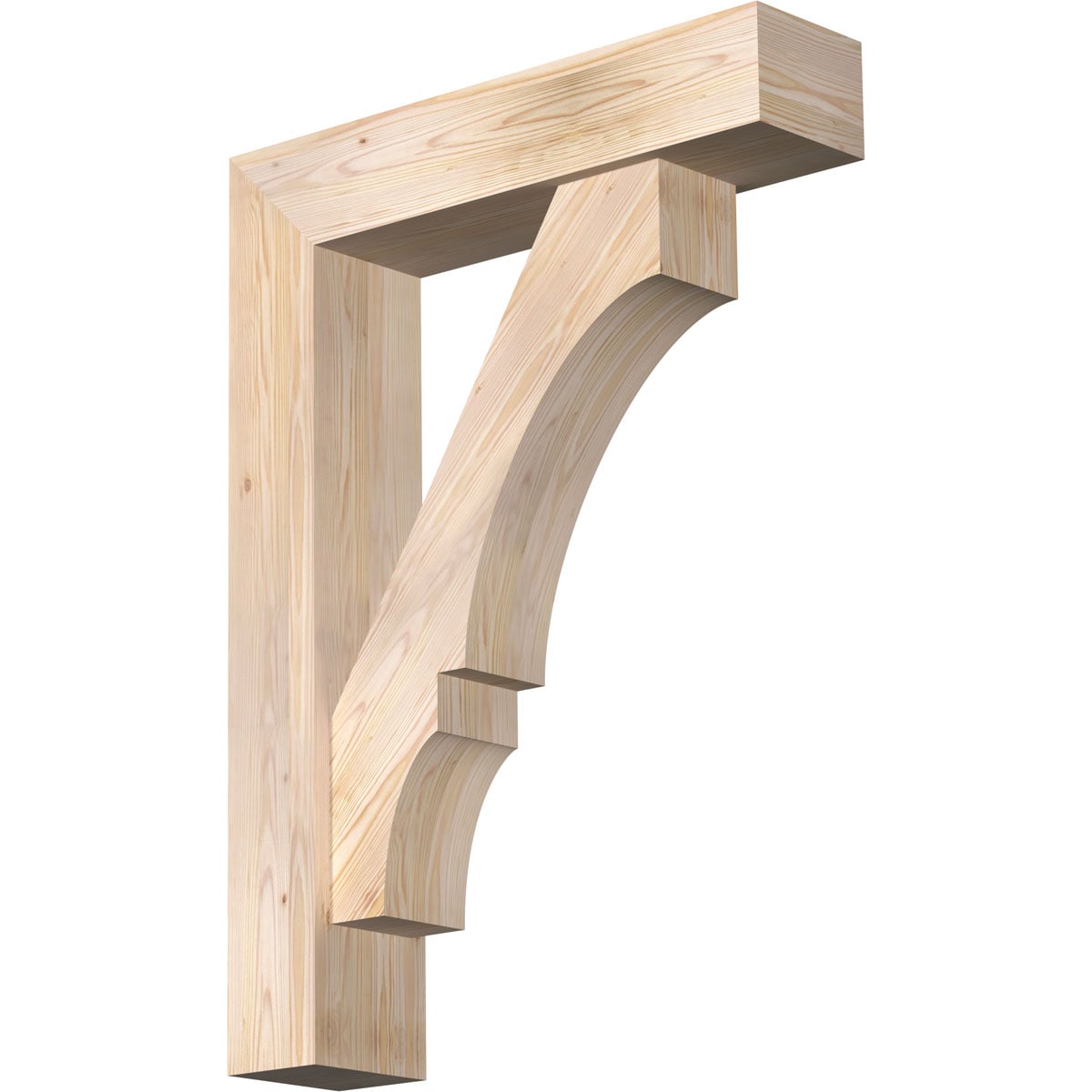 Ekena Millwork 1462192 Balboa Block Smooth Bracket with Offset Brace Douglas Fir Wood Standard Bracket