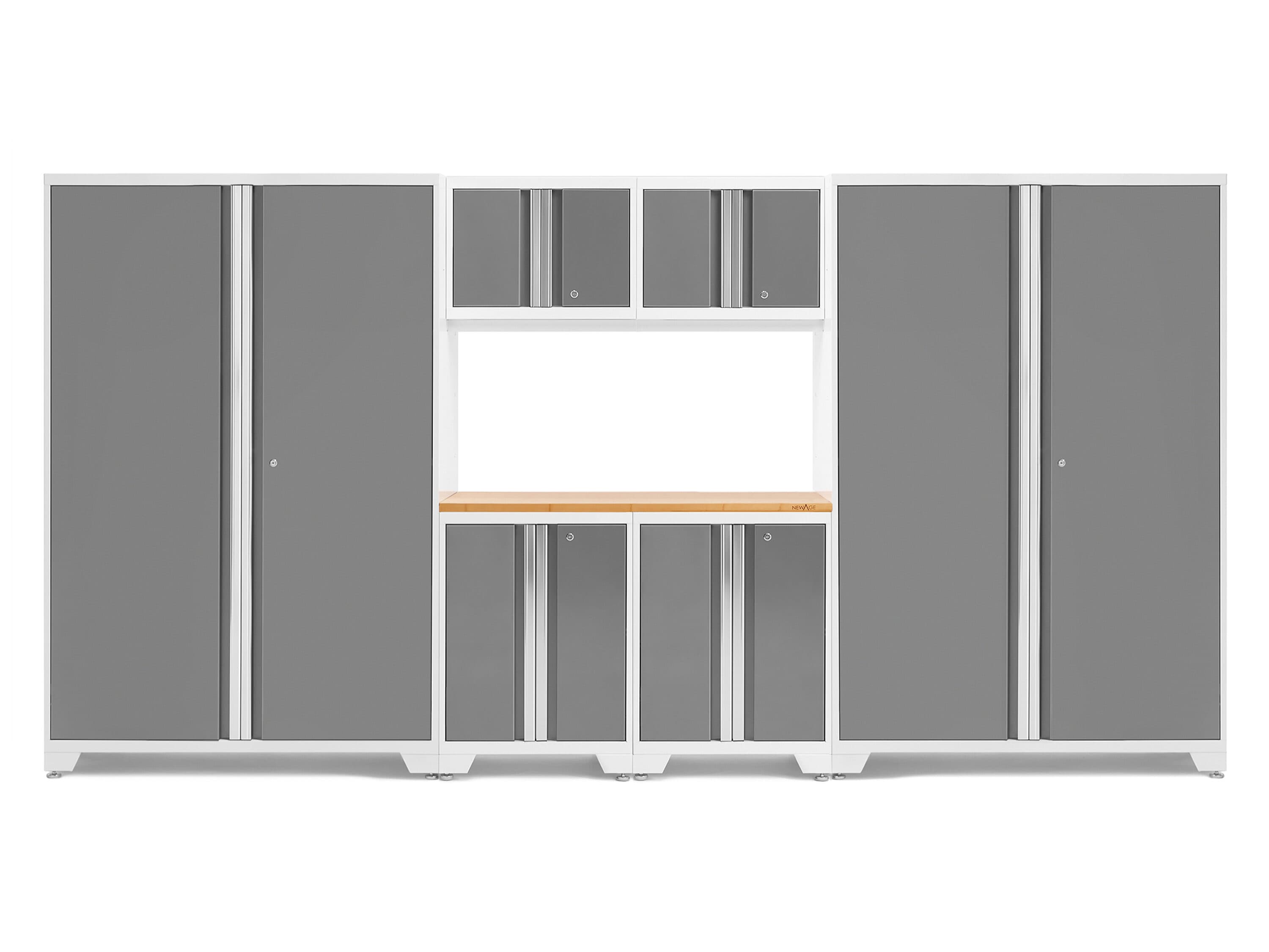 NewAge Products 55242 144-in W x 76.75-in H x 18-in D 6 -Cabinets Steel Platinum Garage Storage System