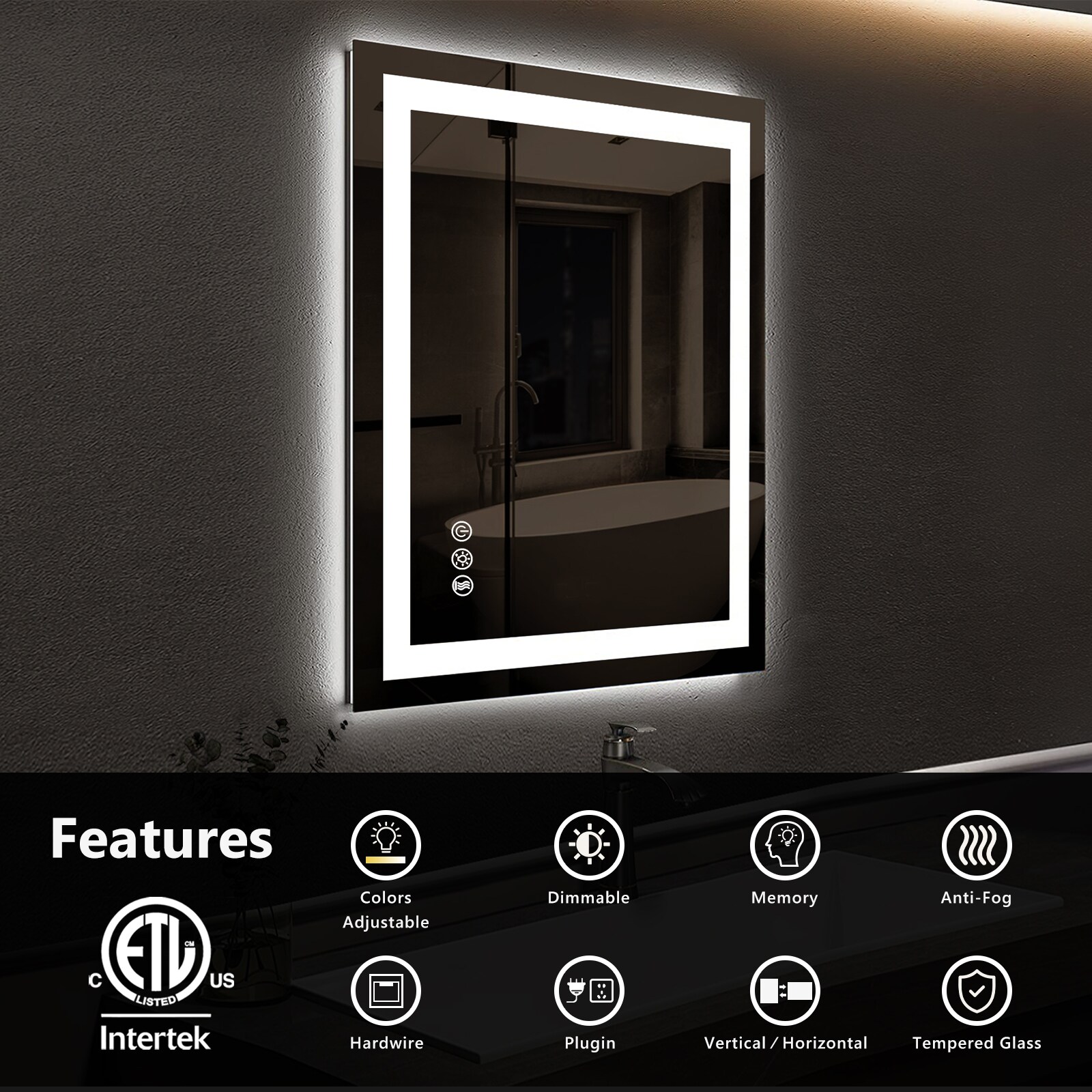 LOVMOR MA022028TD-OL-LSQ Framed-Bath-Mirrors - View #2