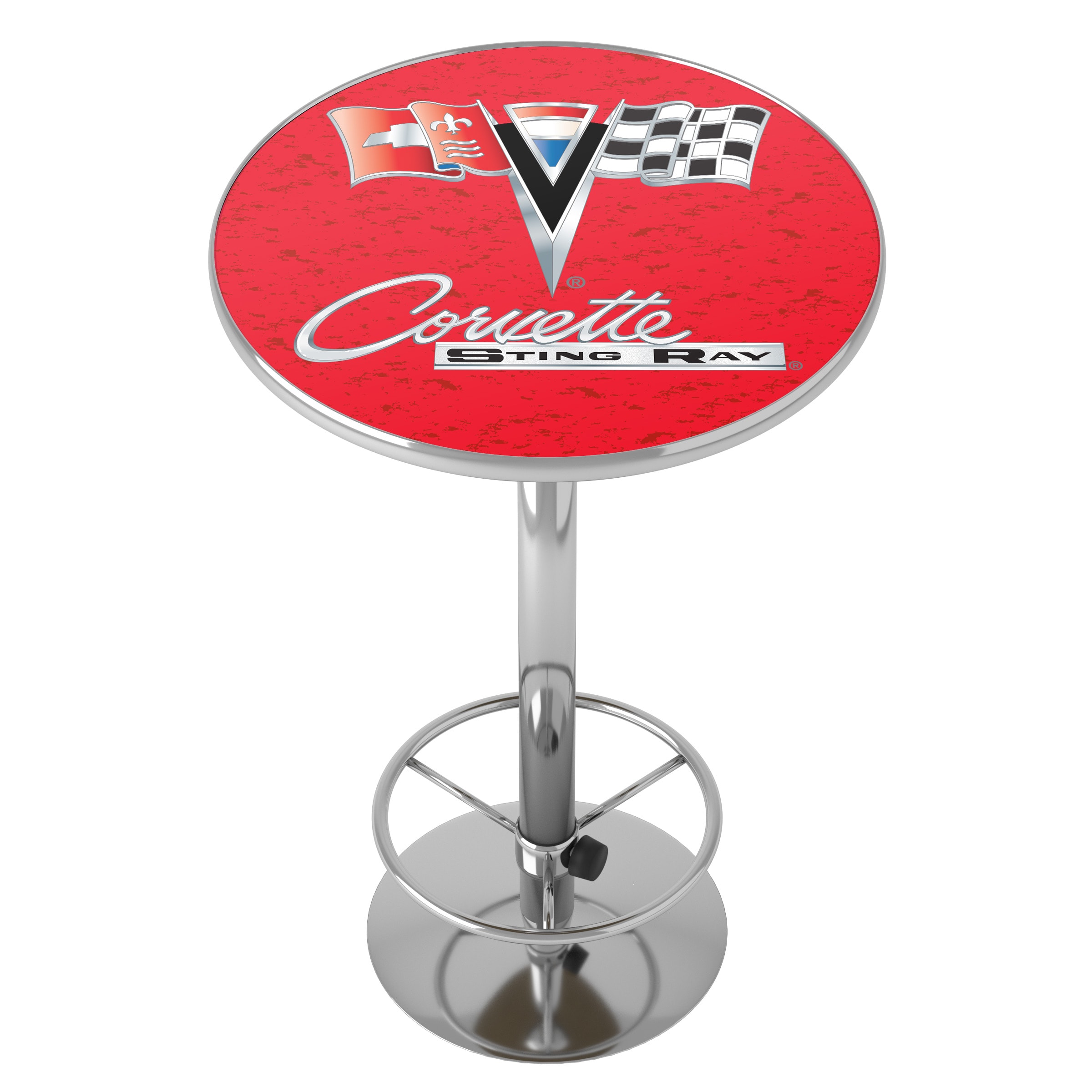 Trademark Gameroom GM2000R-C2-COR Pub Tables Red Round Traditional Bar Table, Composite with Metal Metal Pedestal Base 27.375-in L x 42-in H