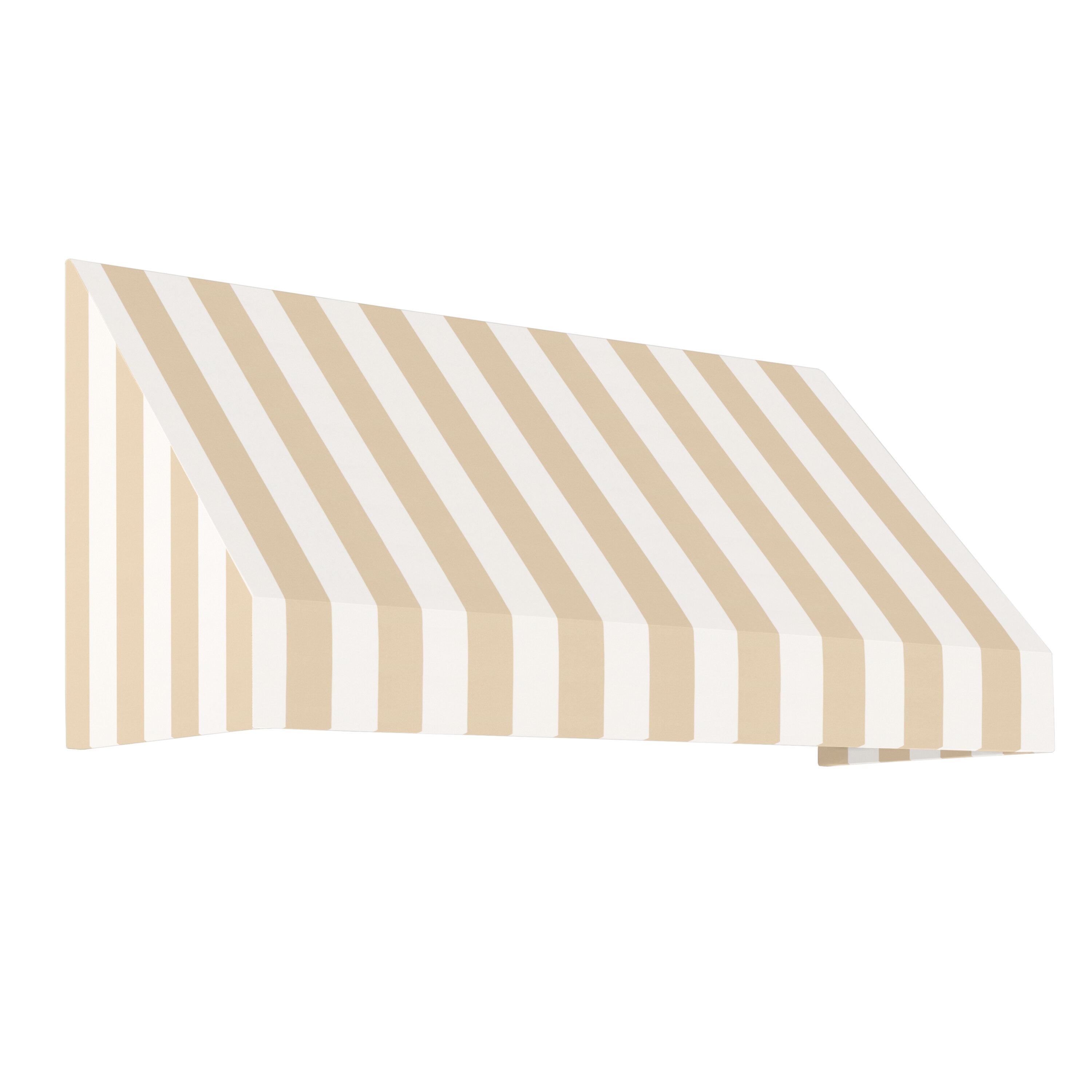 Awntech EN2442-L-10LW New Yorker 124.5-in Wide x 42-in Projection x 24-in Height Fabric Linen/White Stripe Striped Fixed Window/Door Awning