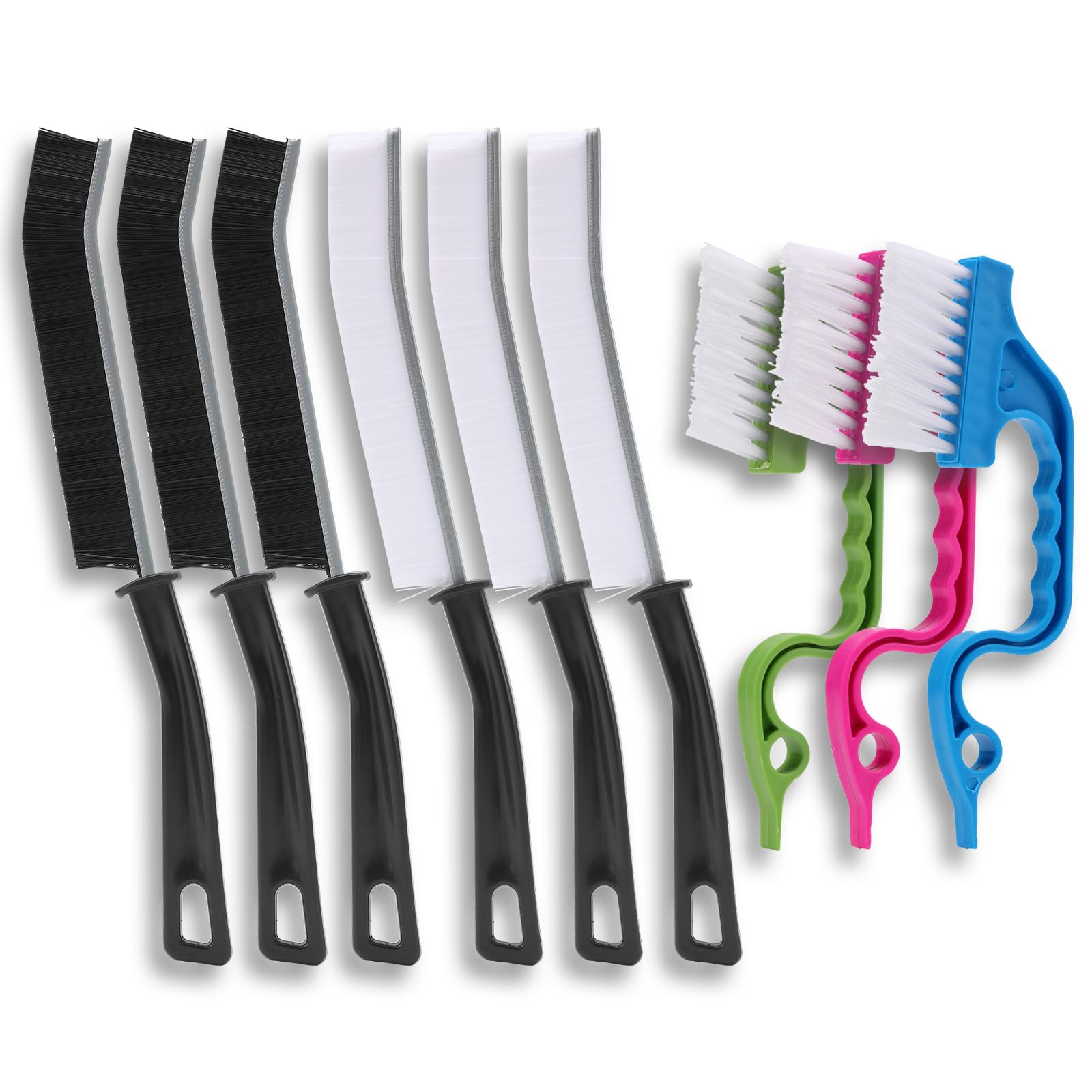 KHKFY  9 Pcs Crevice Cleaning Brush Set for Hard to Reach Gaps and Small Spaces with Ergonomic Handles and Durable Bristles for Home and Vehicle