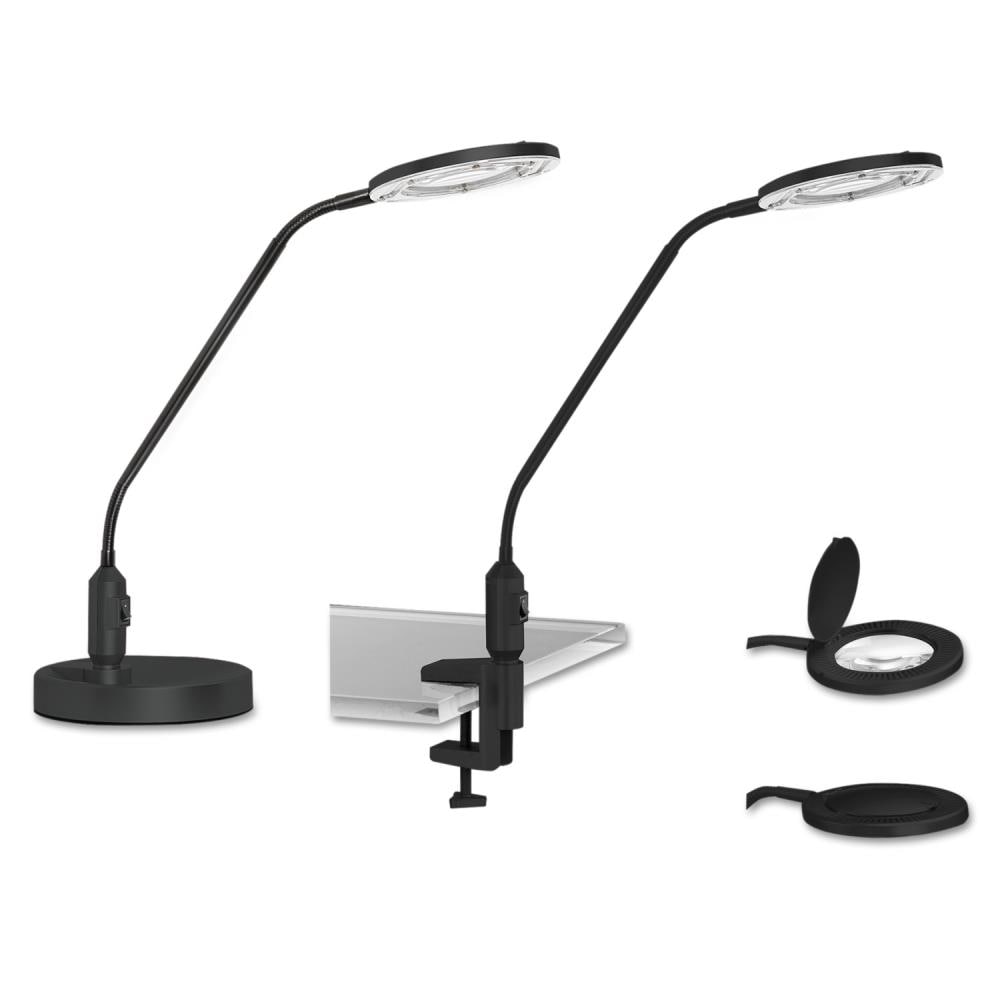 Alera 16.75-in Adjustable Magnifying Black Clip Desk Lamp with Metal Shade  in the Desk Lamps department at
