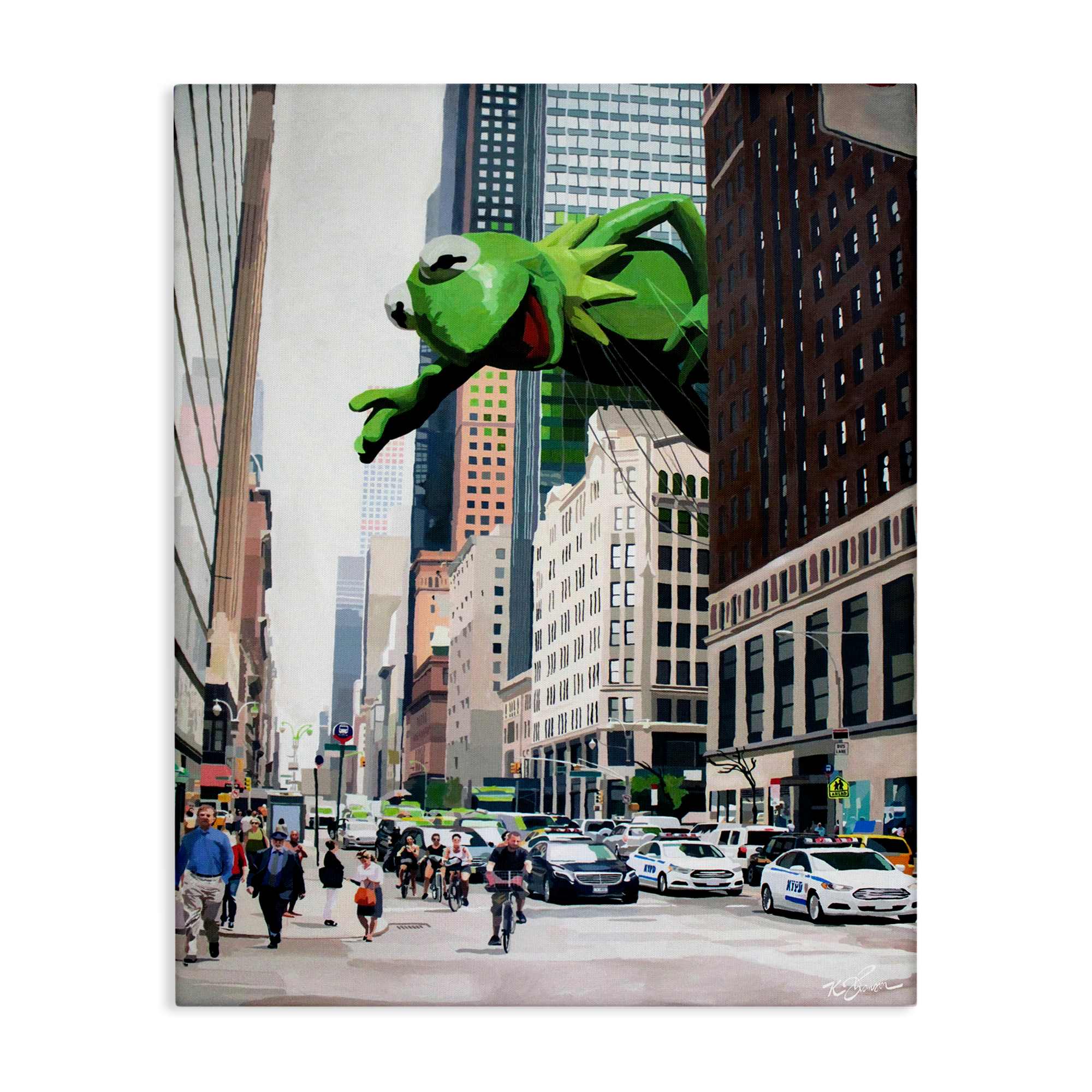 Stupell Industries BS-820-CN-16X20 Frog Character over City Canvas Wall Art By Keith Thomson 16 x 20