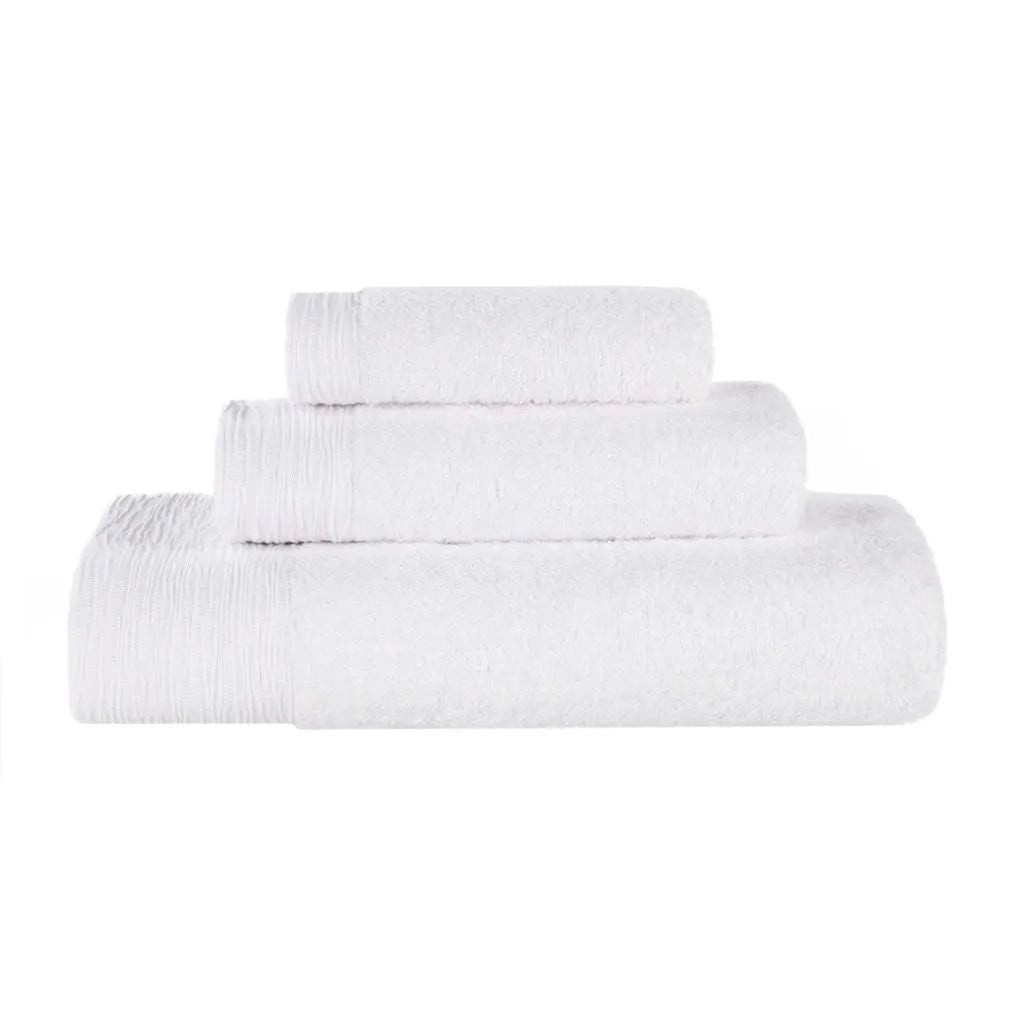 Slickblue Rayon Bamboo Cotton Quick Dry Solid Wave Border Bath Towel Set Bath Hand Washcloth Towel Collection for Everyday Bathroom Use Apartment Multiple Size and Color Options