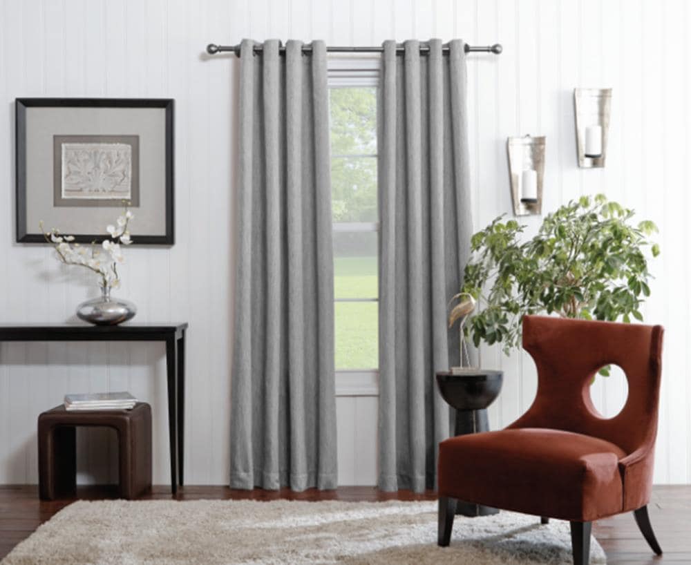 allen + roth MER95GRAY 95-Inches Gray Light filtering Grommet Single curtain panel