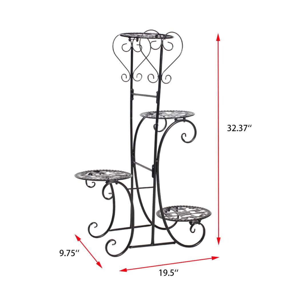 FUFU&GAGA Plant stand 32.27-in H x 19.5-in W Black Indoor/Outdoor Novelty  Steel Plant Stand at