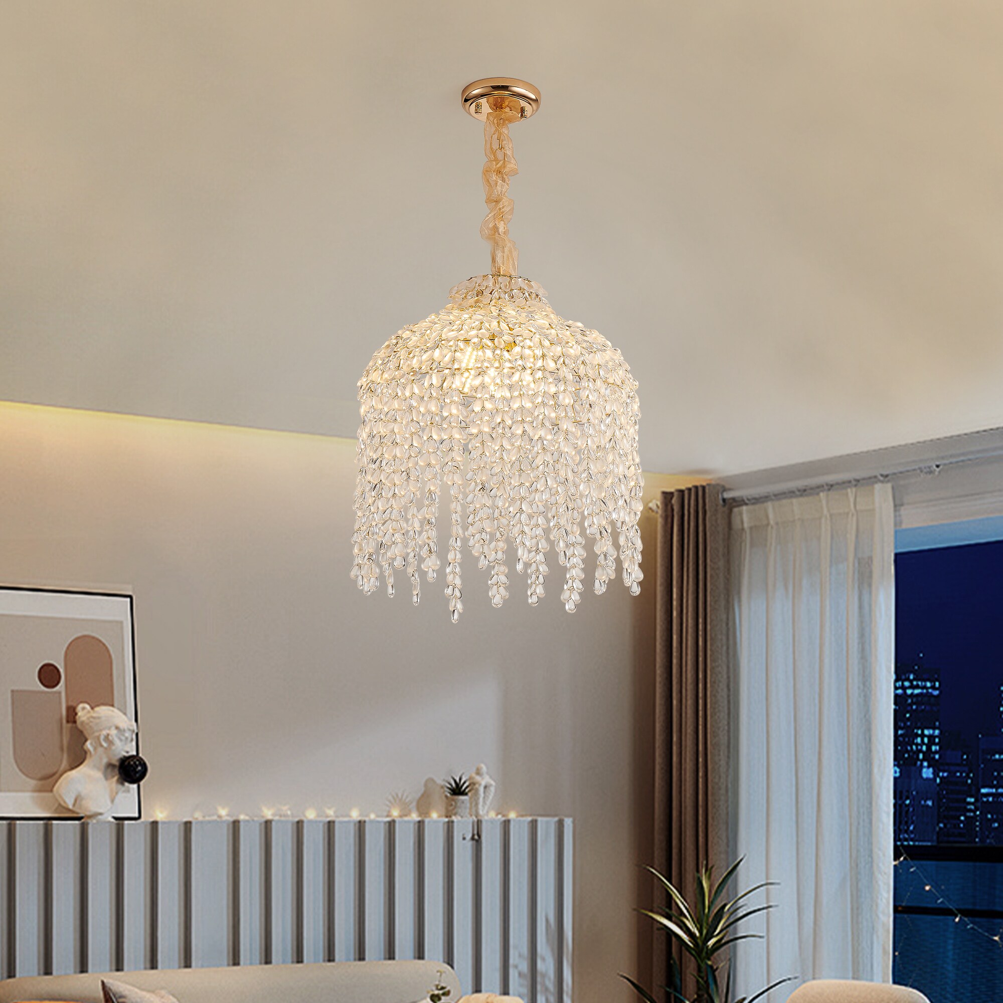 Blisstyle 16 Inch Inch 5 Light Crystal Pendant Light Chandelier Elegant ...