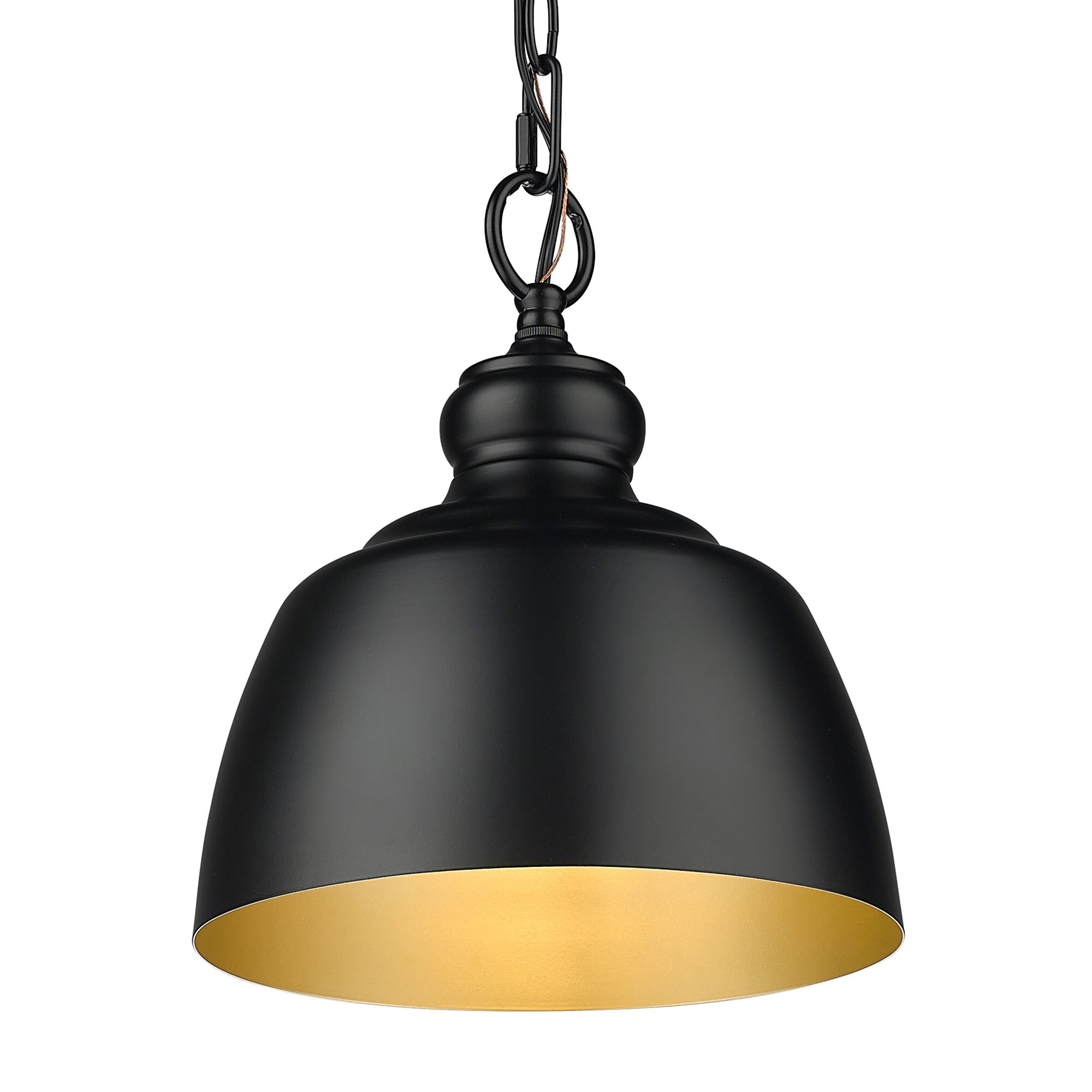 Holmes Matte Black Mini Pendant Light with Bronze Accents