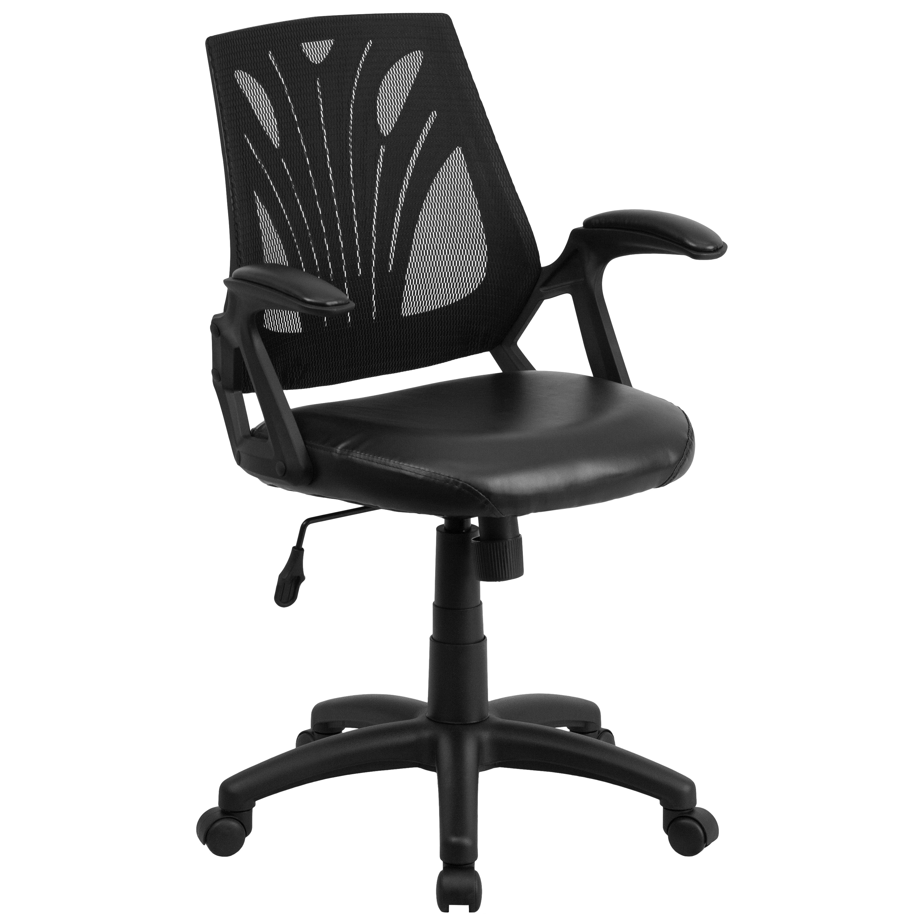 Flash Furniture 847254099516 Sam Black Mesh and Leathersoft Contemporary Adjustable Height Swivel Faux Leather Task Chair