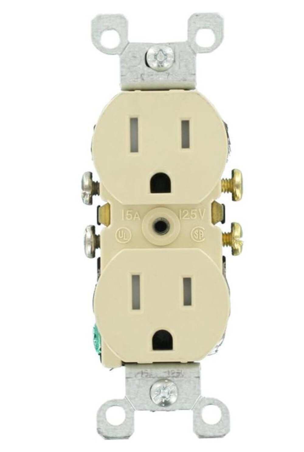  345020 15-Amp 125-volt Tamper Resistant Recessed Residential/Commercial Duplex Outlet Type A/C, Ivory (10-Pack)