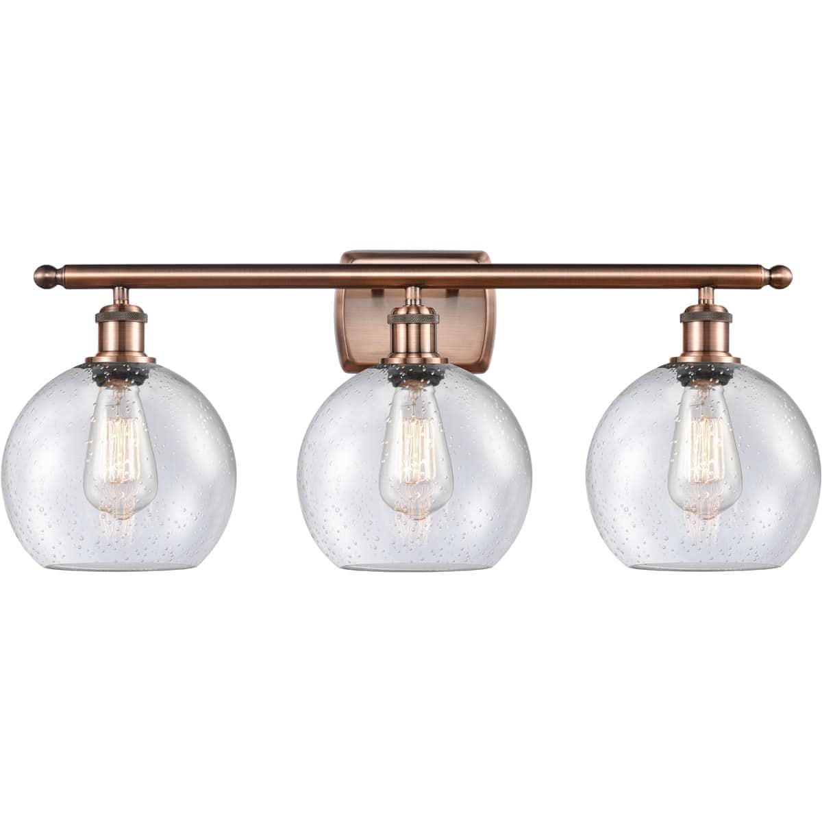 Innovations Lighting 2345432 516-3W-AC-G124-8-LED Ballston Athens Bathroom Vanity Light Antique Copper