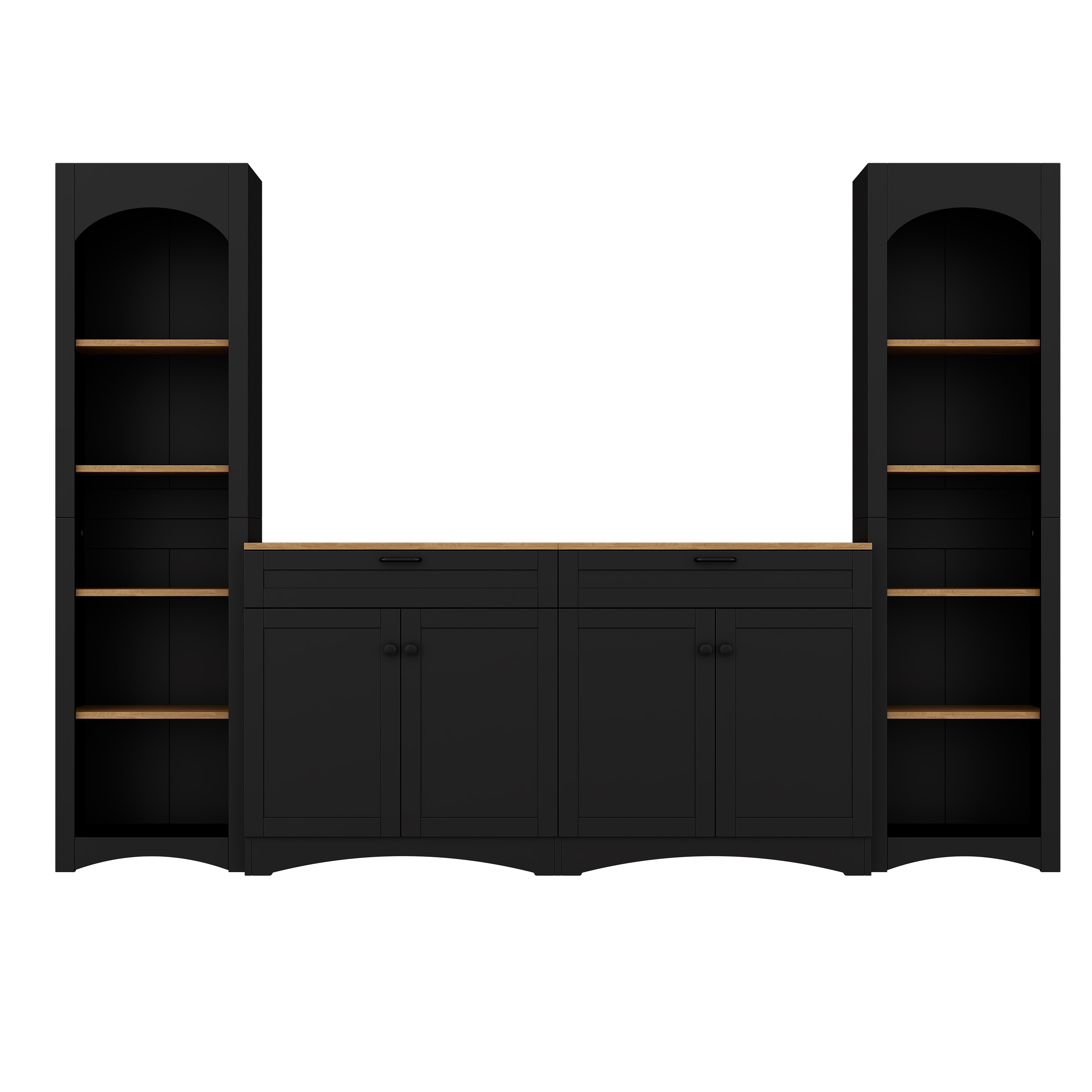 Clihome 3-Piece Entertainment Center with Storage Cabinet for TVs Farmhouse/Rustic Black 102.3-in W TV cabinet ( Accommodates TVs up to 70-in )