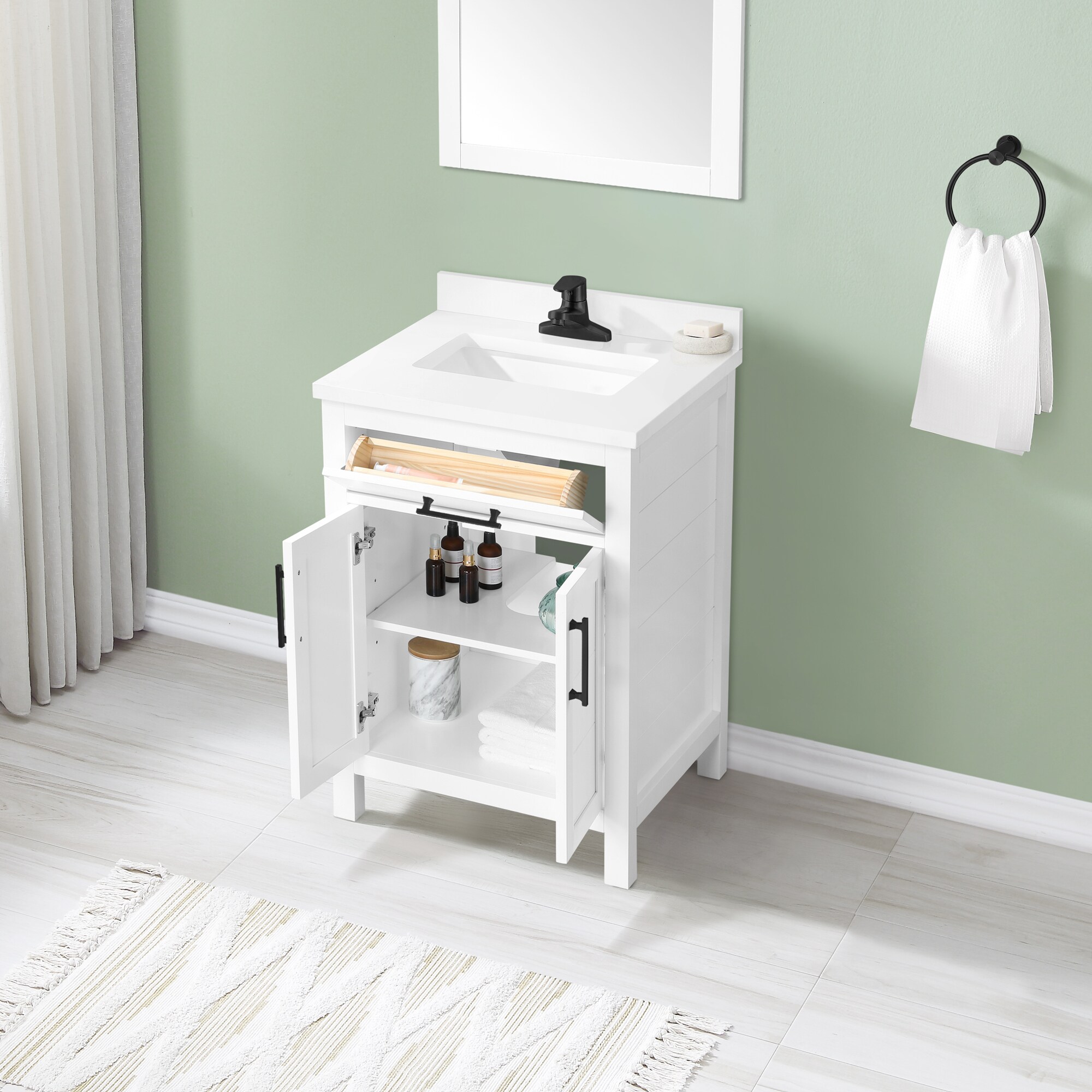 allen + roth Finkley 24-in White Undermount Single Sink Bathroom Vanity ...