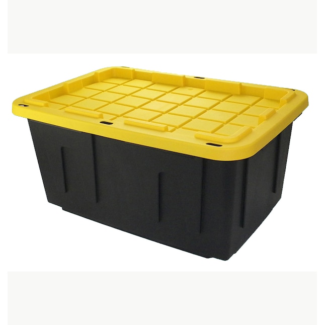 Project Source Commander Large 27-Gallons (108-Quart) Black Heavy Duty Tote  with Standard Snap Lid in the Plastic Storage Containers department at  Lowes.com