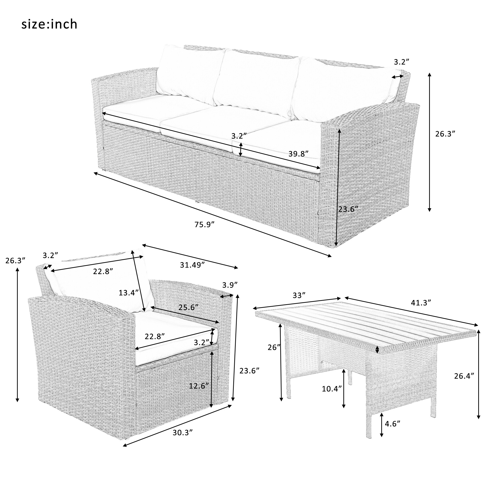 Forclover ALUS-61GR Patio-Conversation-Sets - View #4
