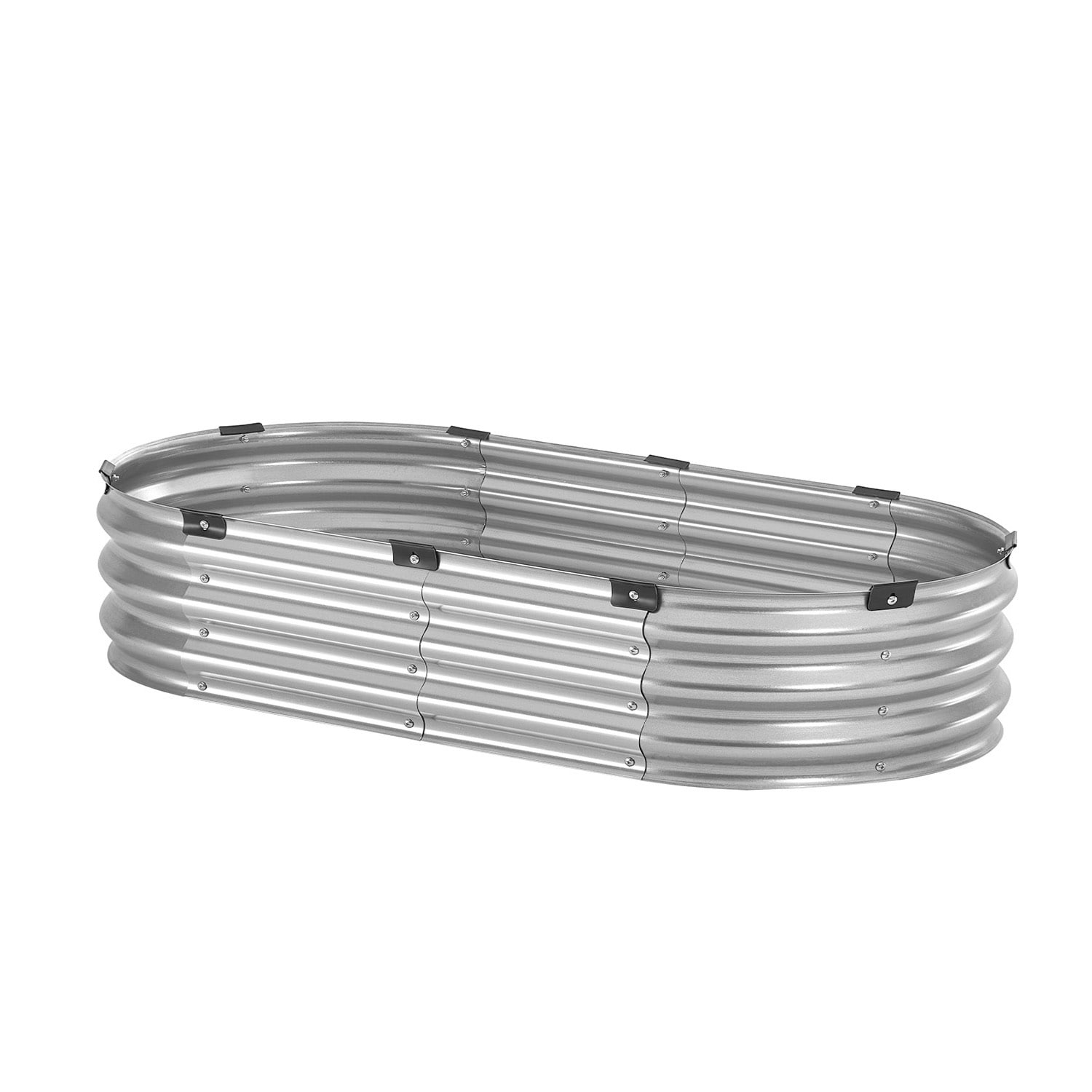 VEVOR SCJSYHZZC42105797V0 Metal Raised Garden Bed  4 x 2 x 1 ft Outdoor Galvanized Planter Box  with Open Bottom  Large Oval Planter Raised Bed for Gardening Vegetables  Flowers  Herbs  and Succulent Plants  Silver