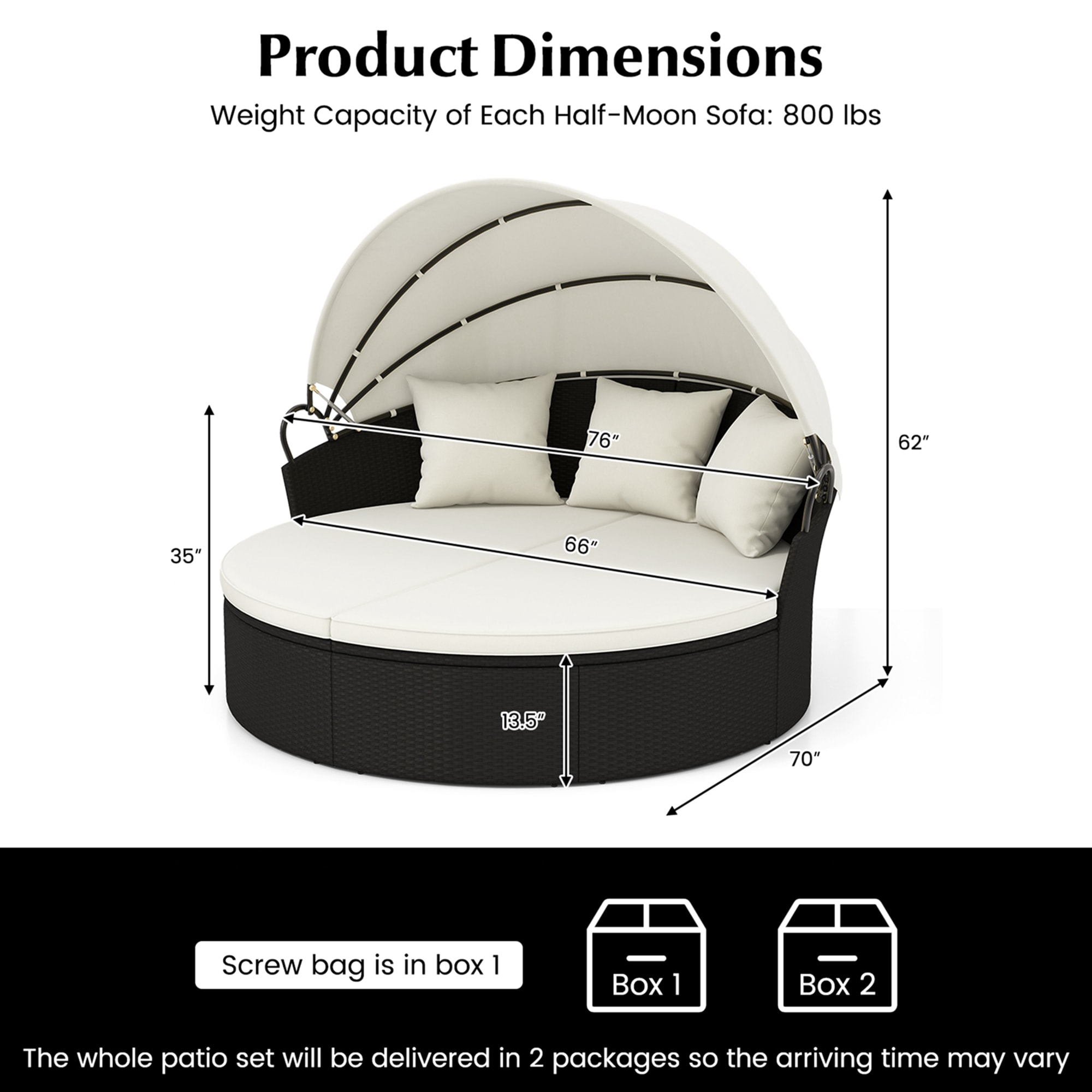Costway LWS00064 Patio-Sofas-Daybeds - View #2