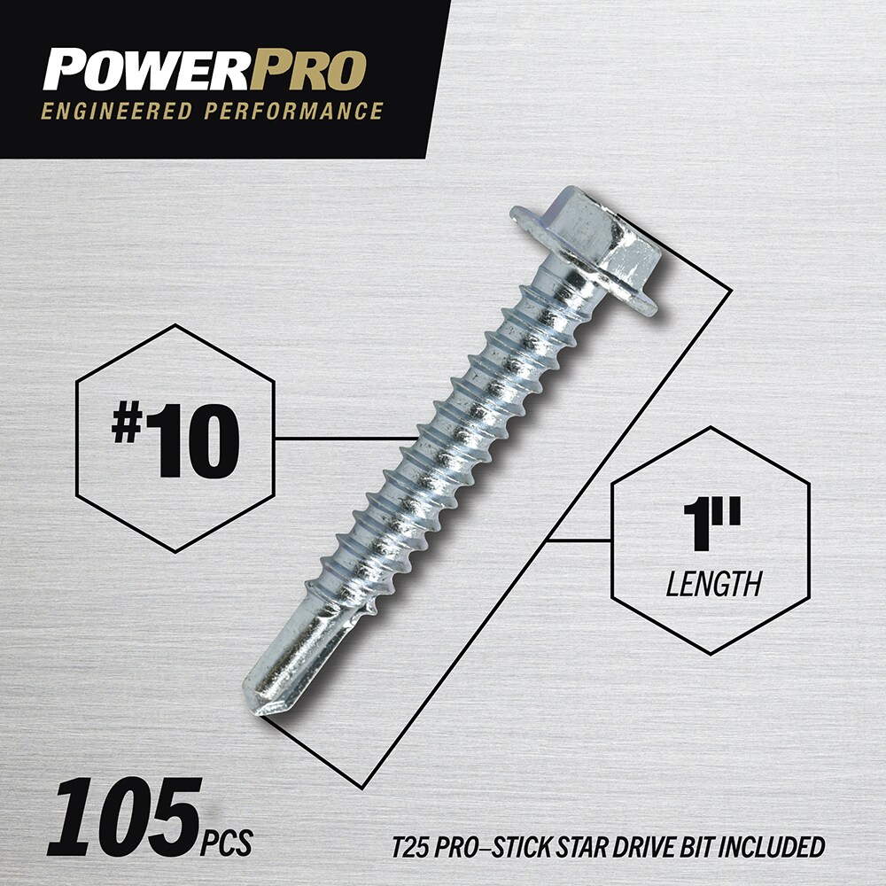 Power Pro #10 x 1-in Star-Drive Self-drilling Sheet Metal Screws (105 ...