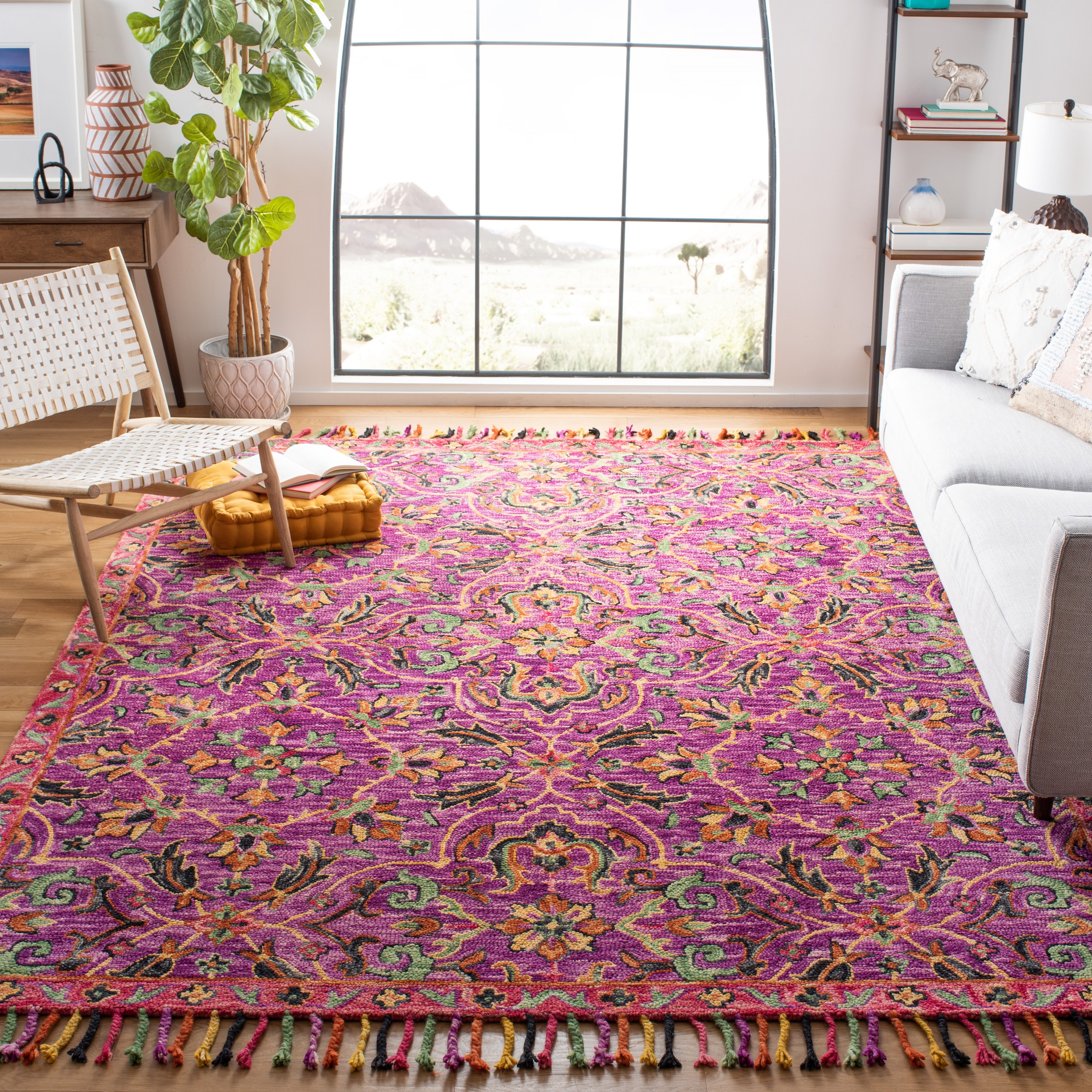 Safavieh BLM451A-8 Blossom Penelope 8 x 10 (ft) Tufted Wool Purple/Multi Rectangular Indoor Floral/Botanical Area rug
