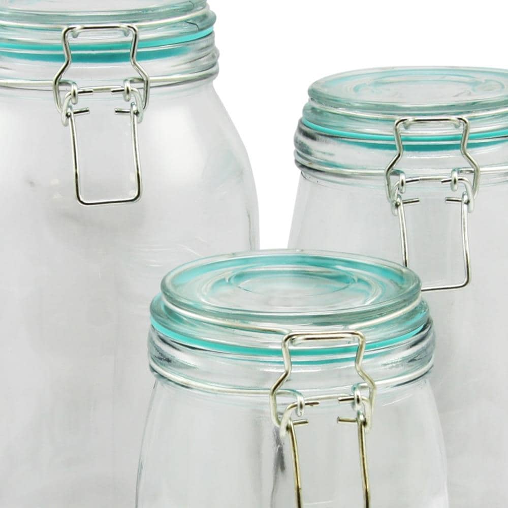 General Store Cottage Chic 4-Piece 22oz Red Canning Jar Set with