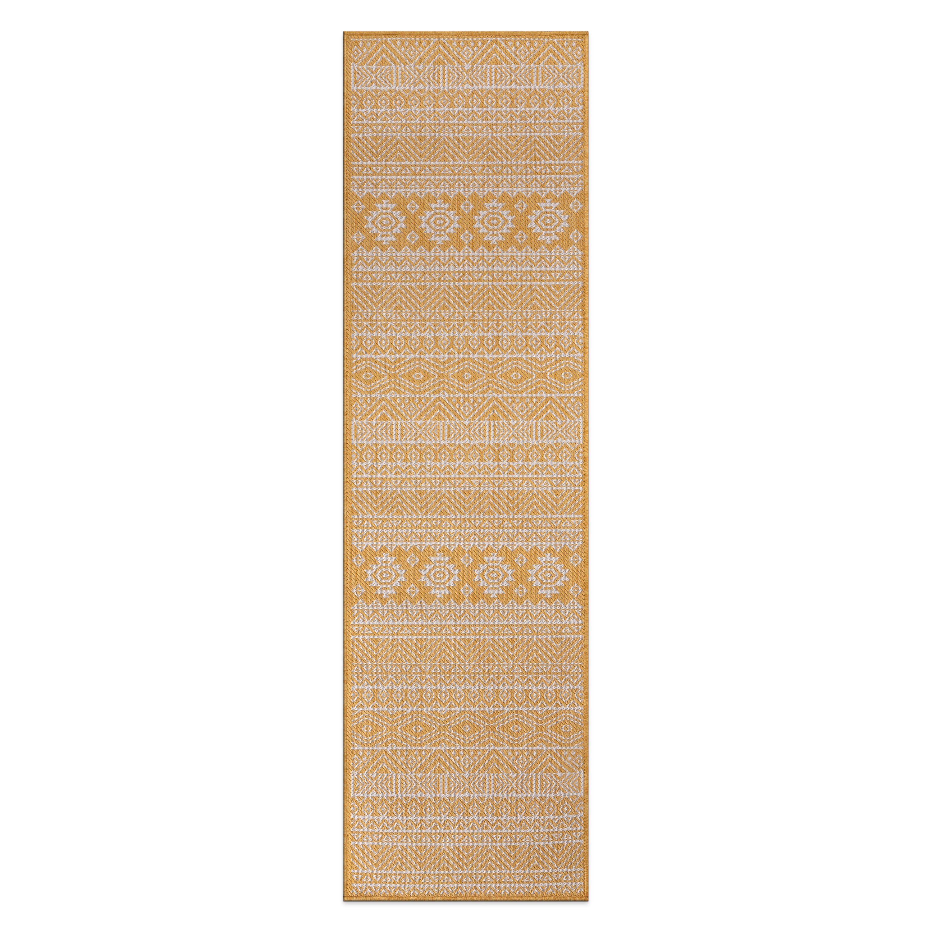 World Rug Gallery 124YELLOW2X7 Summer 2 x 7 (ft) Loomed Polypropylene Yellow Rectangular Indoor/Outdoor Geometric Global Area rug