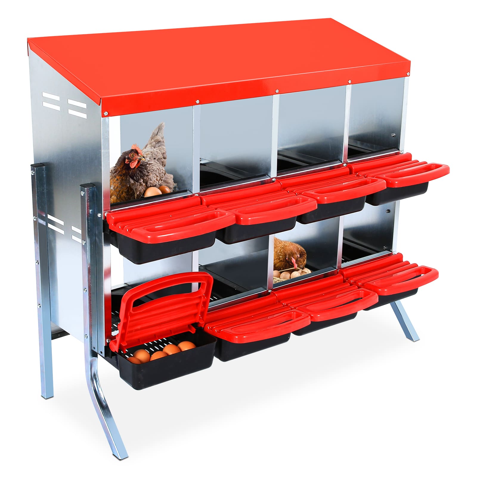 Qeetex WLS-PHO-15FE31DS Chicken Nesting Box 6 Hole Chicken Nesting Boxes Without Bracket Legs Chicken Laying Box with Lid Cover Roll Away Nest Box for Chicken Coop to Protect Eggs