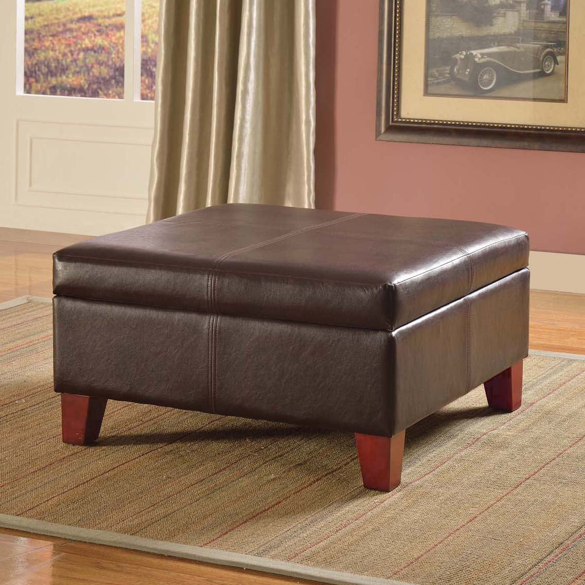 HomePop K2380-E155 Brown with Storage 28-in x 28-in x 15.75-in
