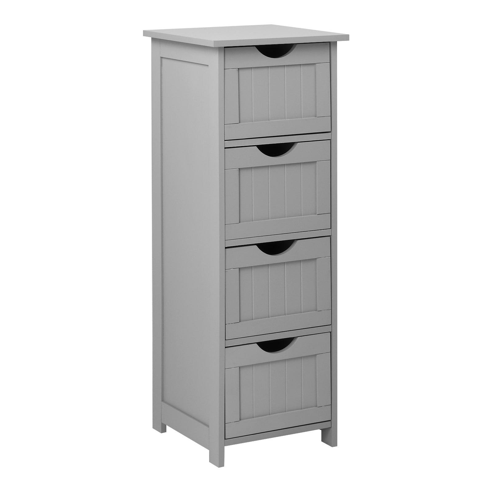 VINGLI 12 Inch Deep Narrow Bathroom Storage Cabinet 32 Inch Tall 4-Drawer Organizer Modern Grey Free Standing Floor Cabinet for Small Spaces