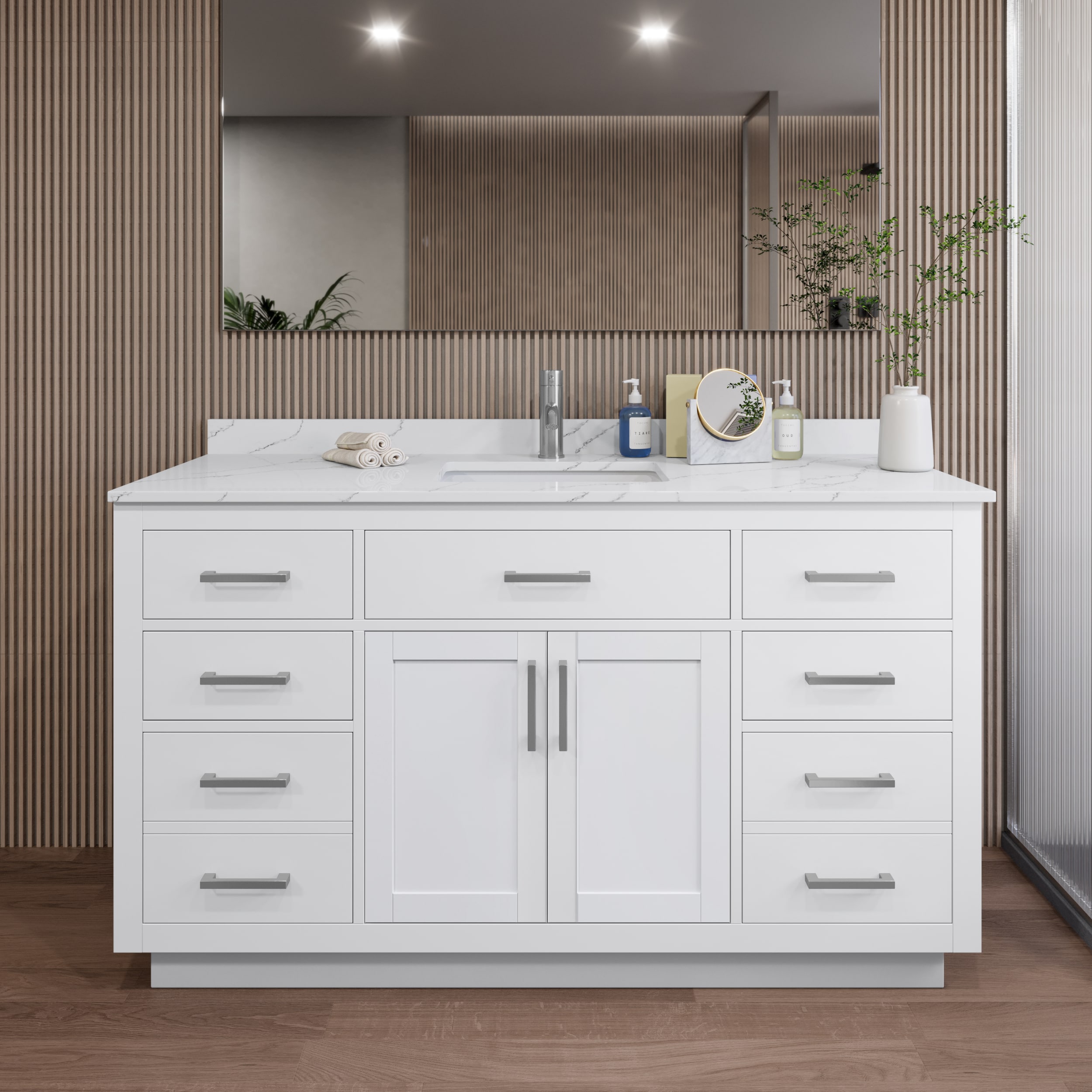Wyndham Collection Beckett TK Bathroom Vanity with Undermount Sink and Cultured or Quartz Marble Top