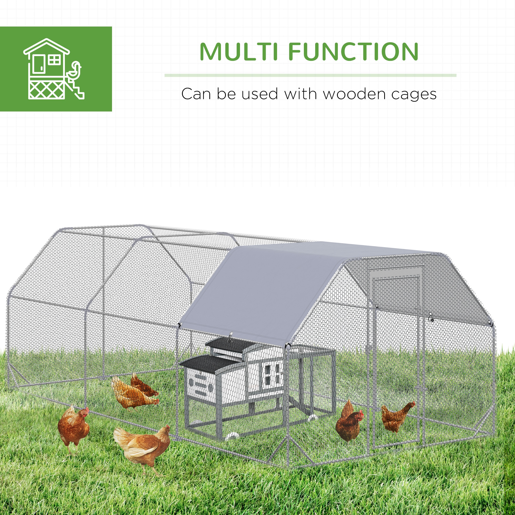 LOVMOR PawHut Large Chicken Coop Metal Chicken Run with Waterproof and ...