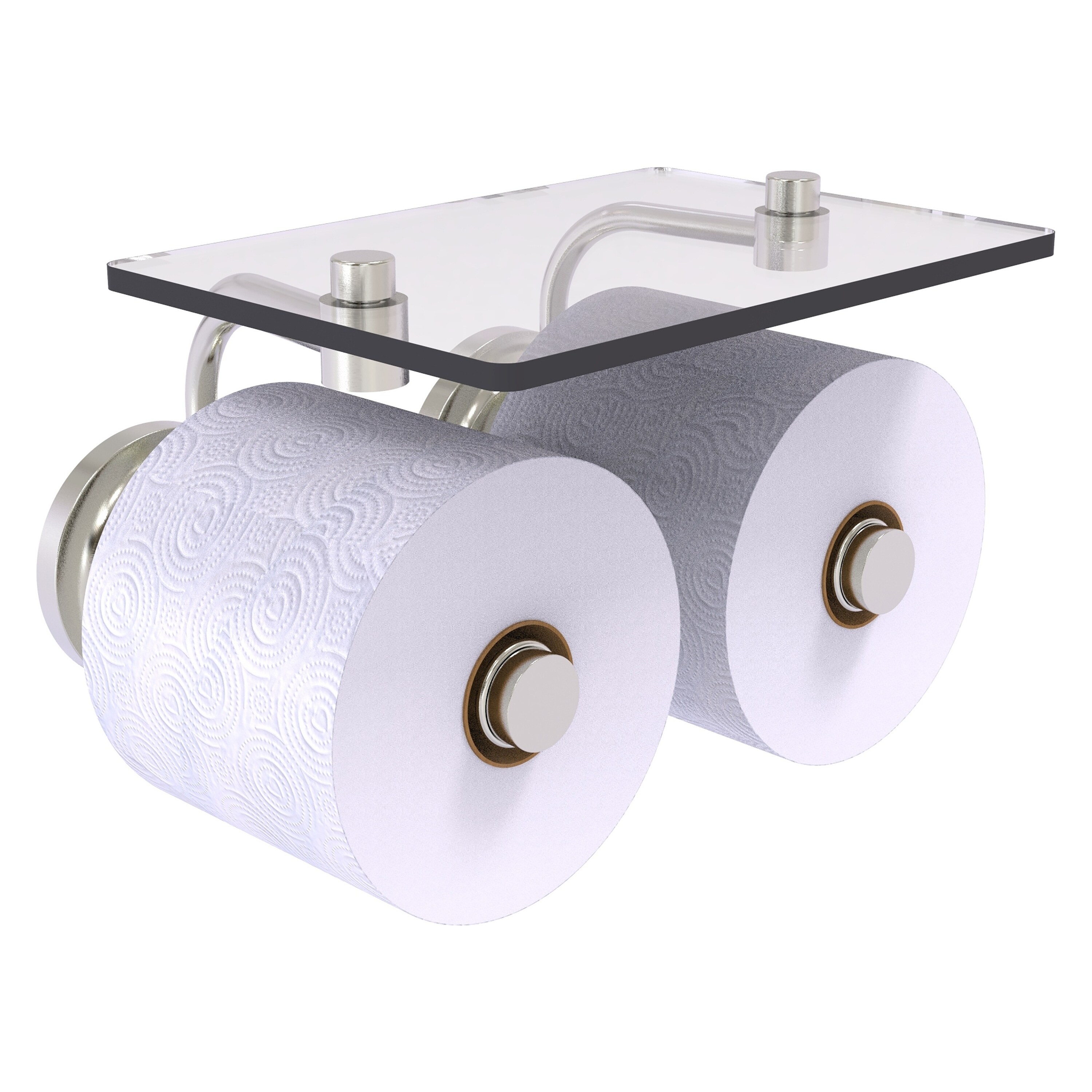 Allied Brass QN-24-2S-SN Que New Satin Nickel Wall mount Double post Toilet Paper Holder 2 -Rolls