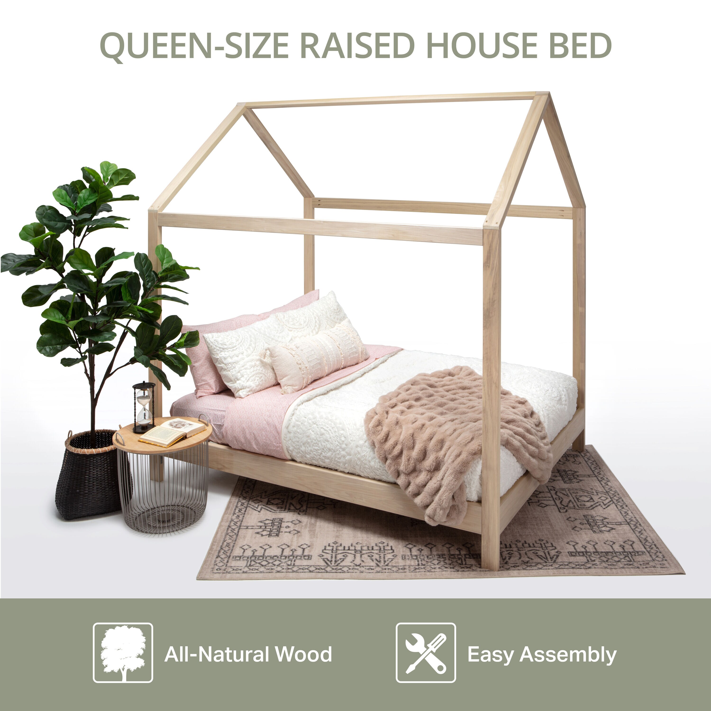 A Furniture Classics QUEEN SR Unfinished Queen Wood Canopy Bed