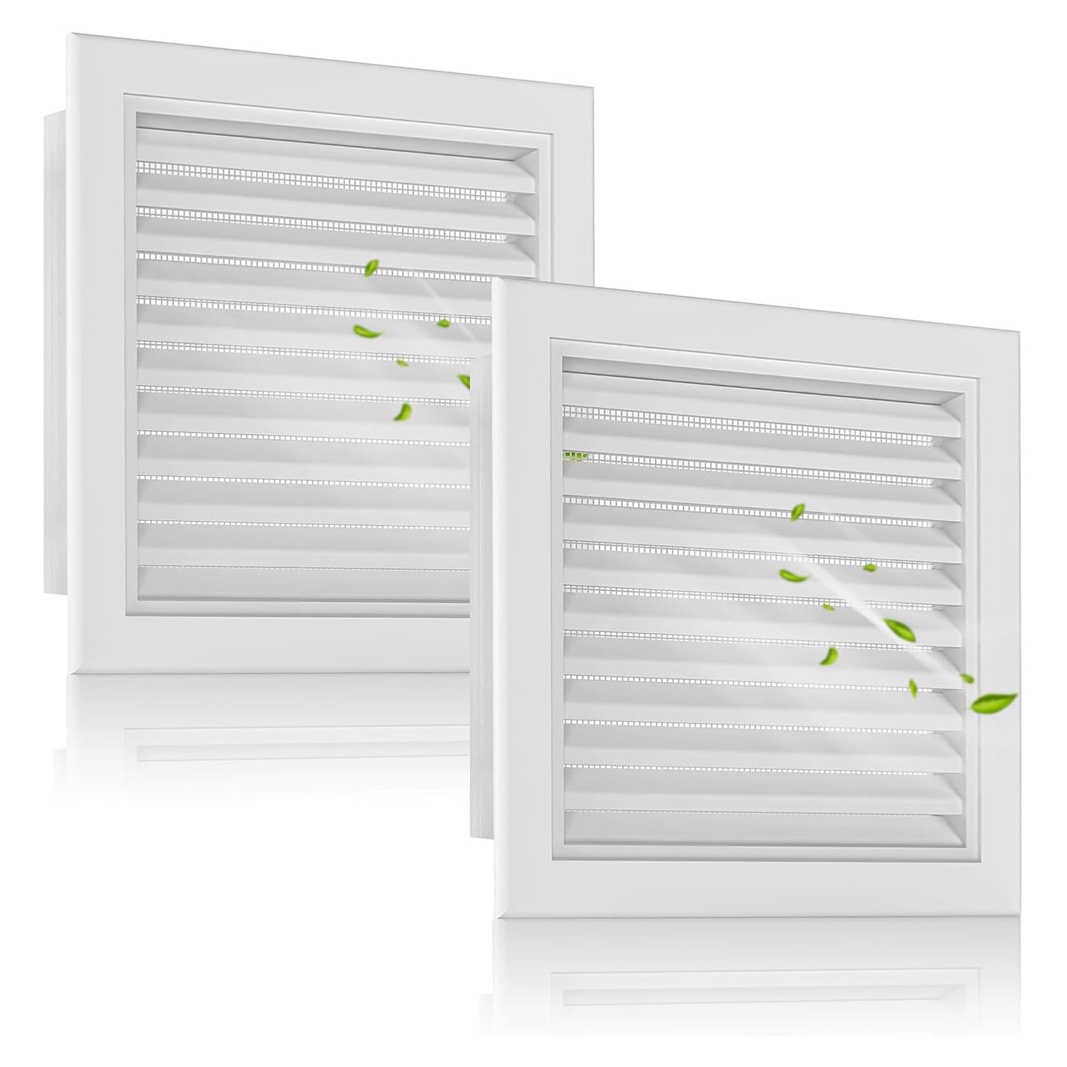 Etokfoks  18 x 18 Square Aluminum Screened Gable Vents Paintable Stainable Finish for Attics Sheds Walls Soffits and Doors 2 Pack