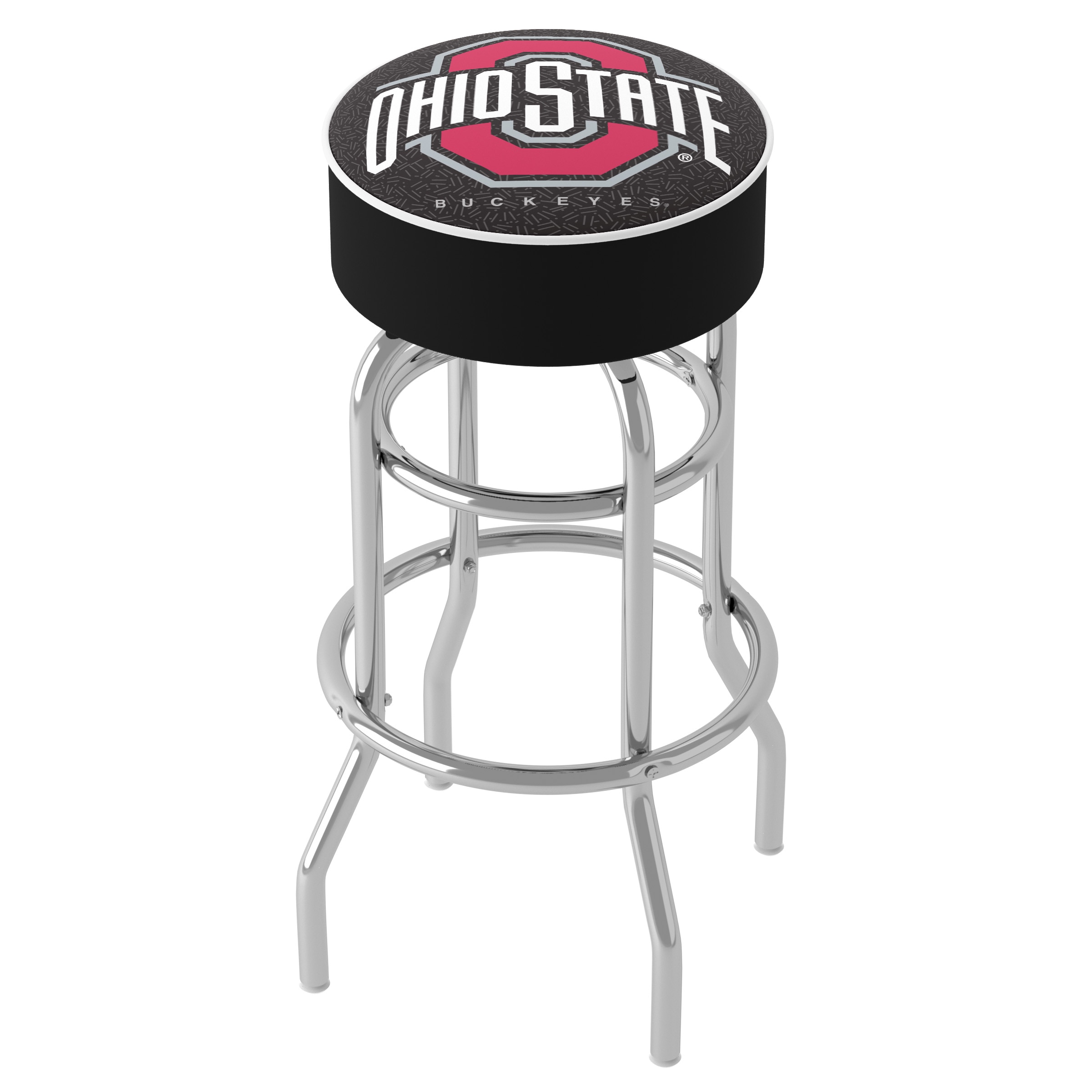 Trademark Gameroom LRG1000-OSU-BLK Ohio State Buckeyes Bar Stools Black 31.0-Inches H Bar height Round seat Upholstered Swivel Metal Bar Stool