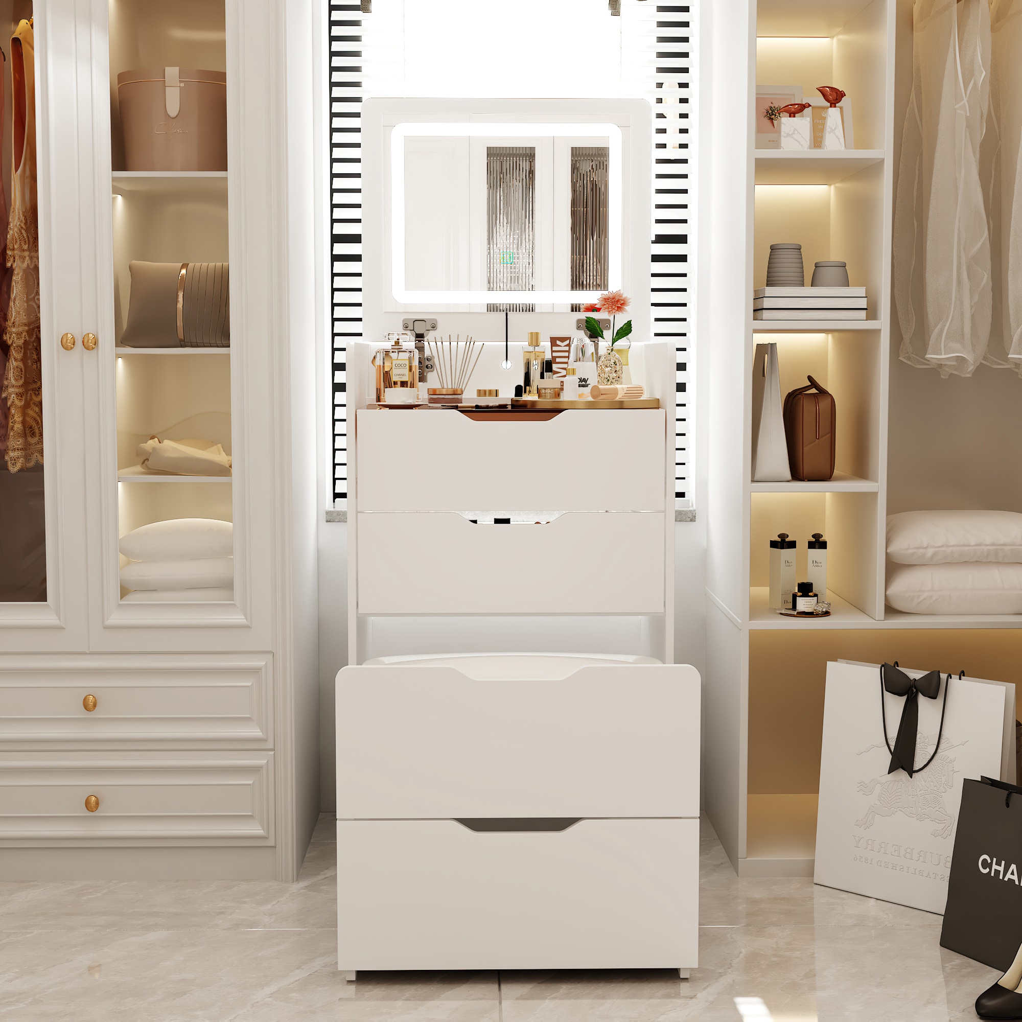 FUFU&GAGA KF210304-01 18.9-in White Makeup Vanity