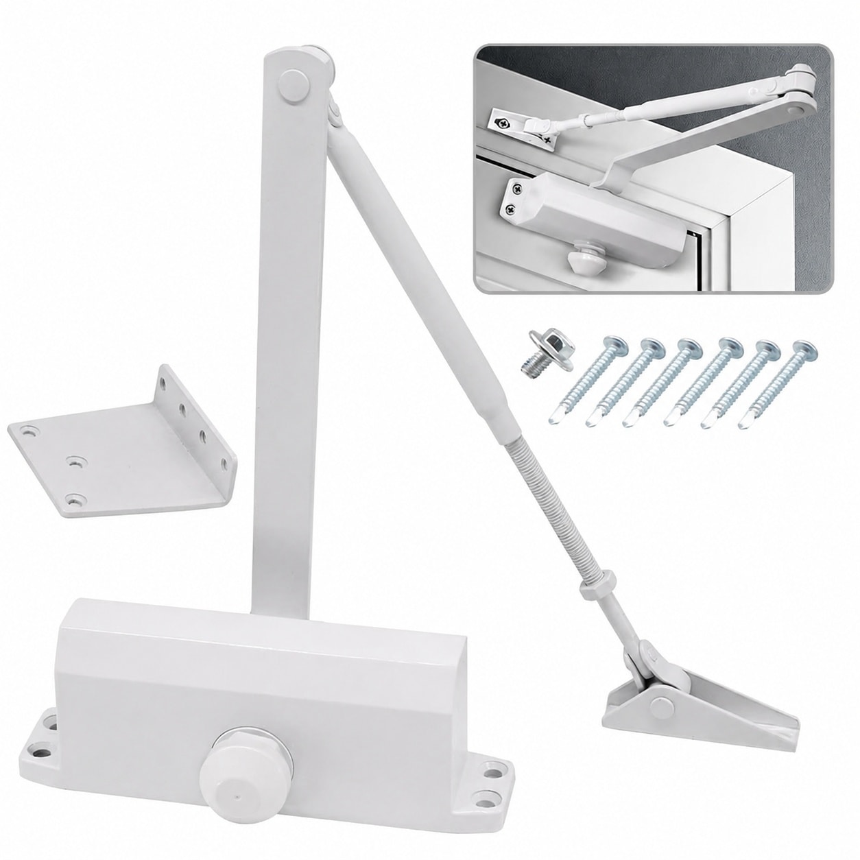 Oyezvary  Automatic Door Closer Size 2 Adjustable Closing Speed for Residential and Commercial Light Doors 55 to 99 Pounds