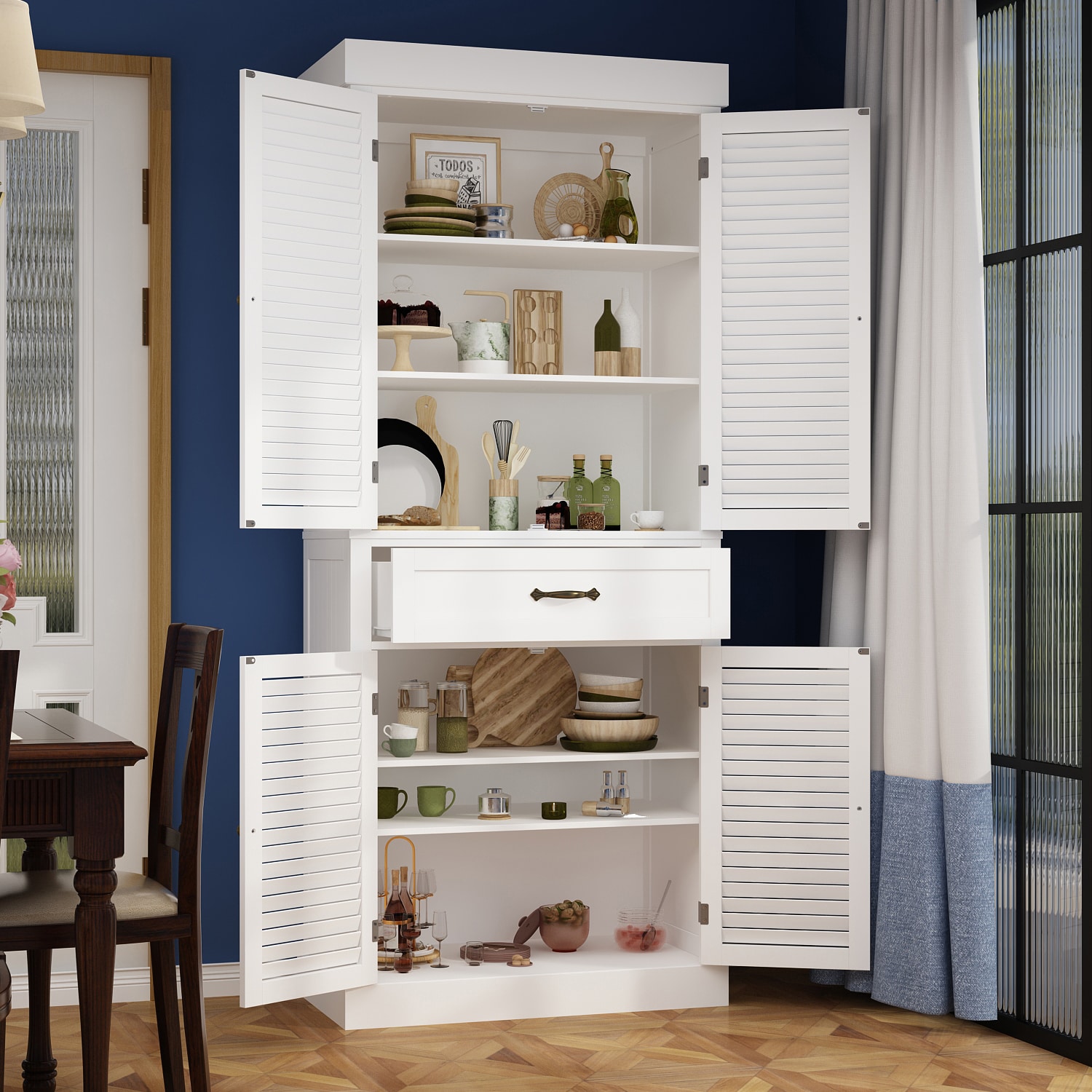 FUFU&GAGA Contemporary/Modern White Pantry with Wine Storage in the ...