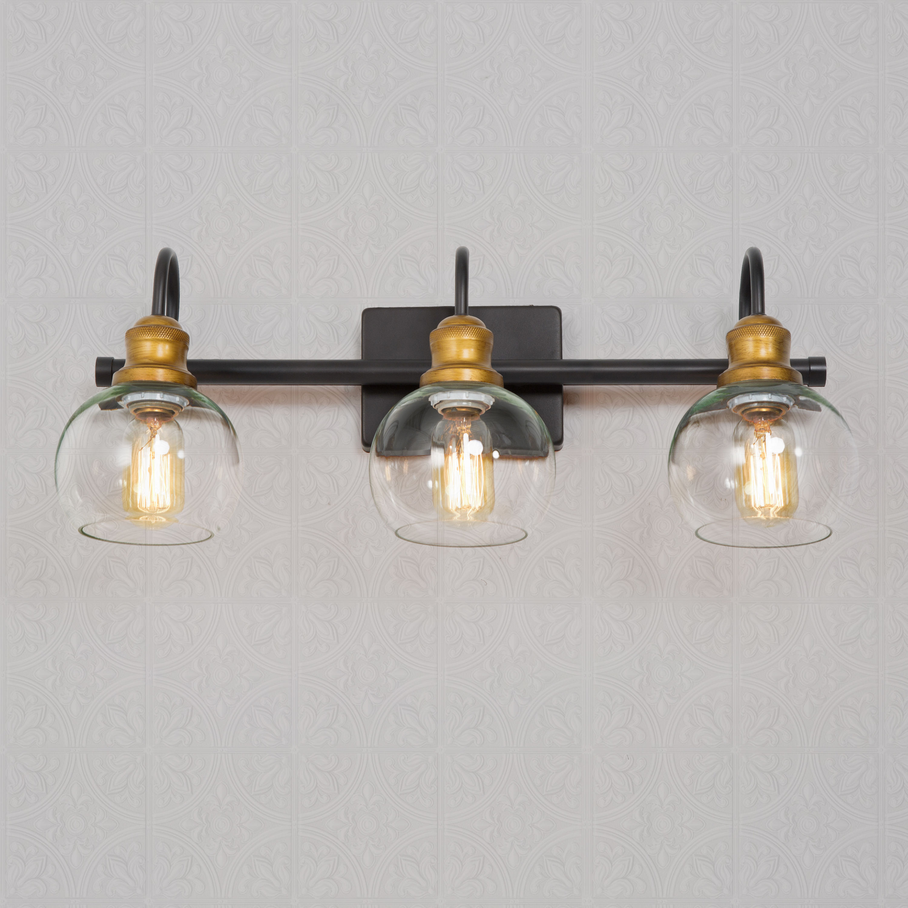LNC Charm 22.5-in 3-Light Black and Gold Modern LED Farmhouse Vanity ...