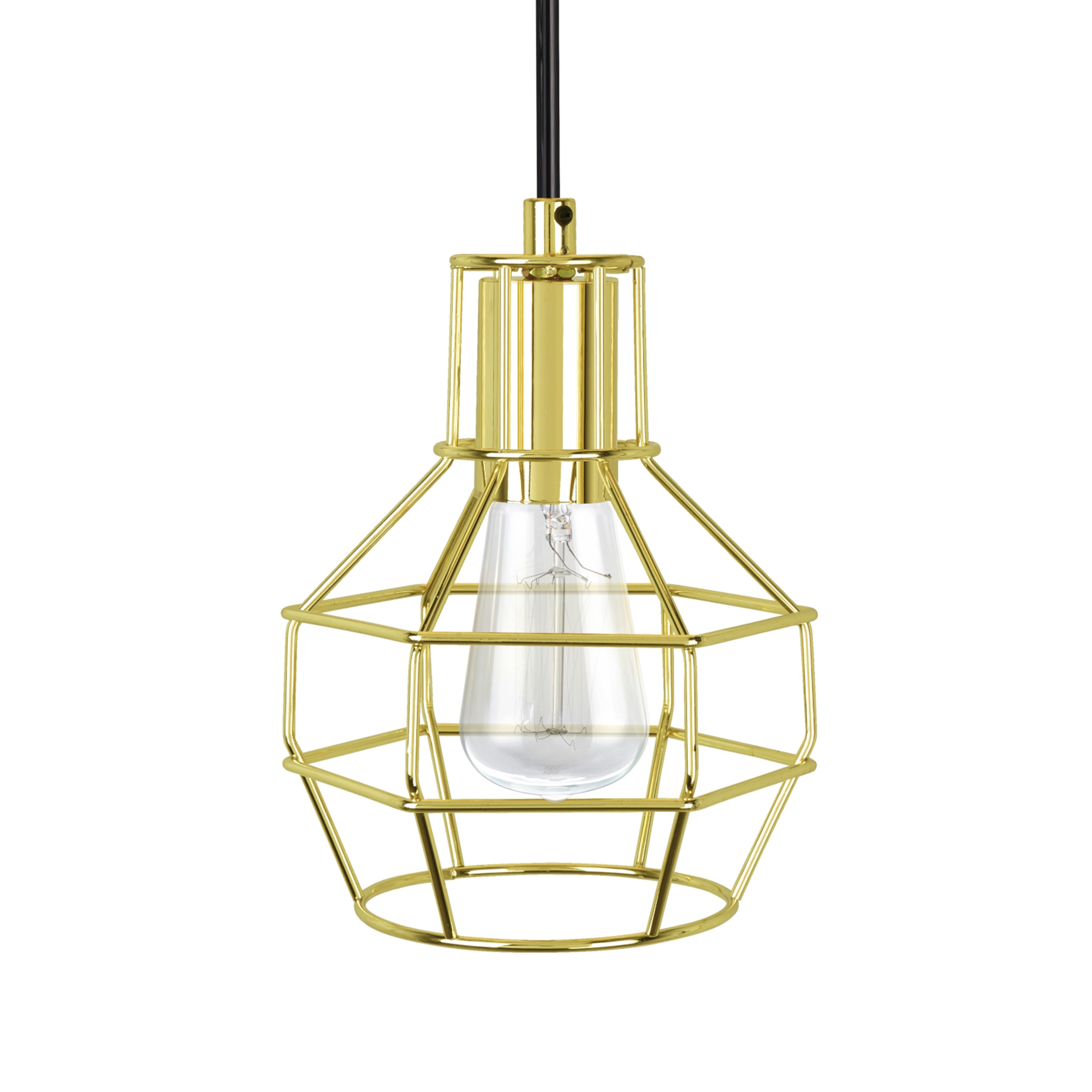 Polished Brass Mini Drum Pendant Light, 60" Height