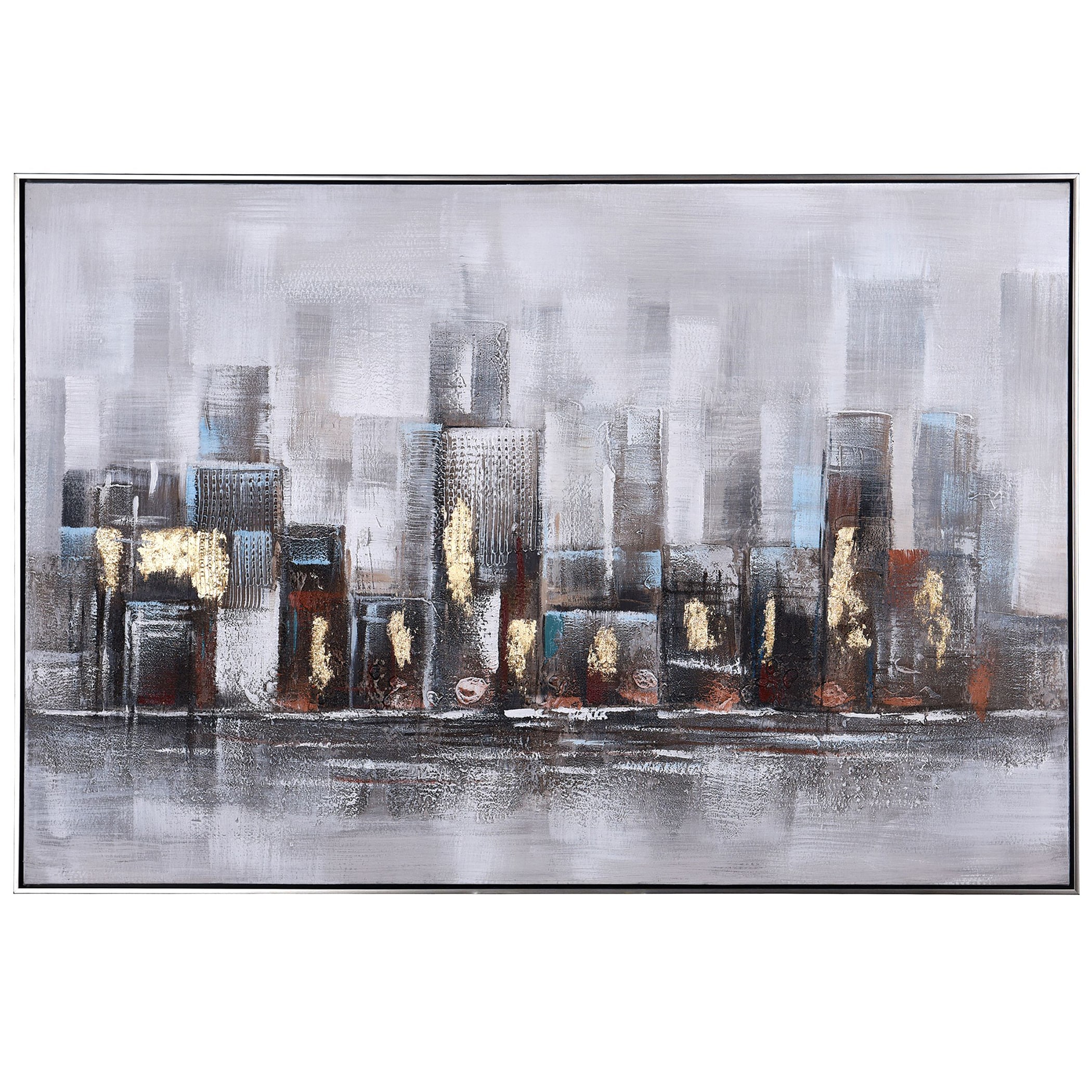 StyleCraft Home Collection WI33900DS Silver Framed 48-in H x 33-in W Abstract Print on Canvas