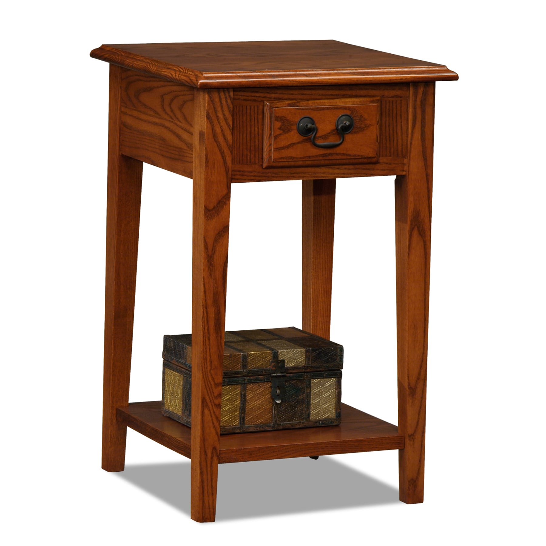 Leick Home 9041-MED Favorite Finds 15-Inches W x 23.5-Inches H Medium Oak Wood veneer Square Casual End Table with Storage Assembly Required