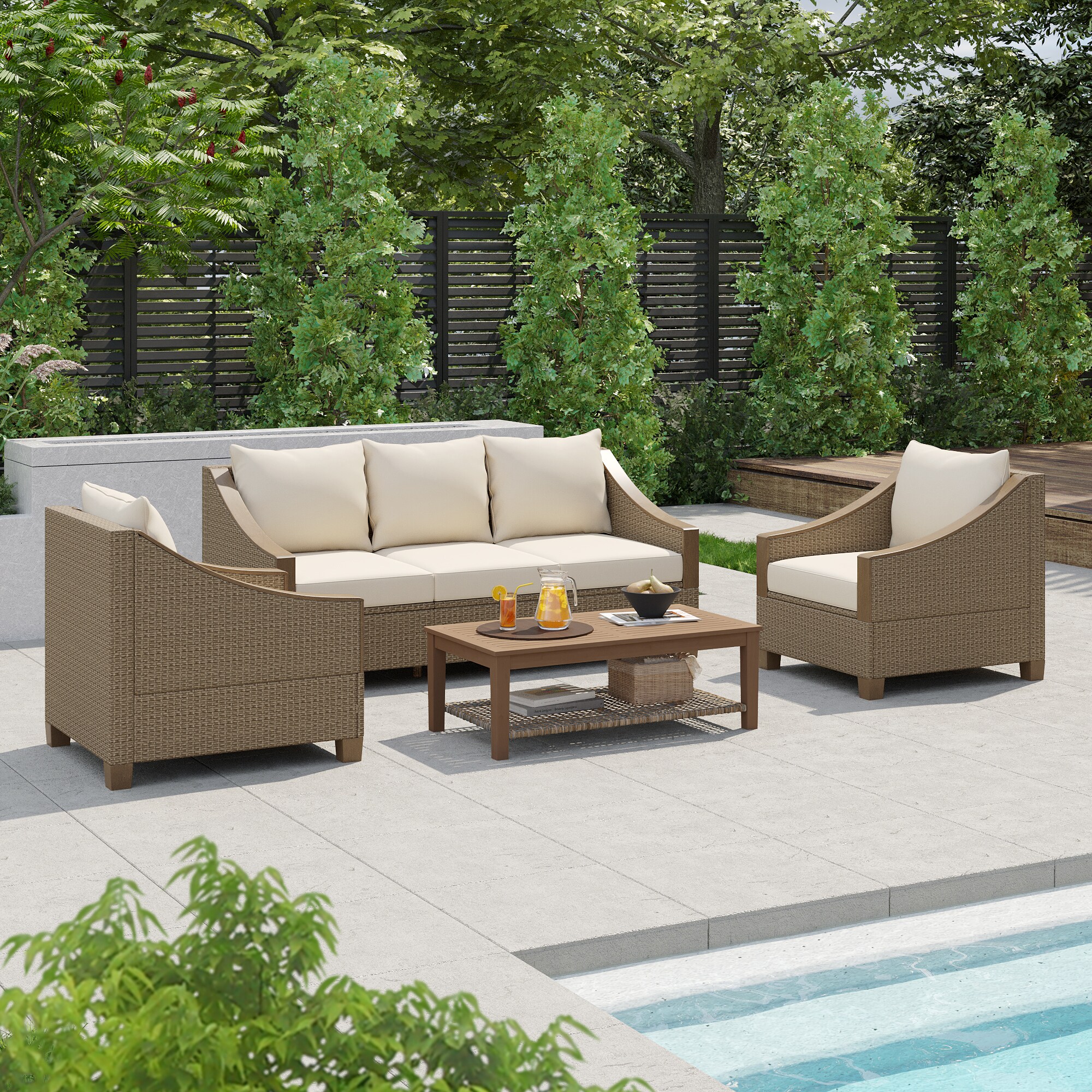 CASAINC CN-WFQ09-BR-RD Patio-Conversation-Sets - View #2