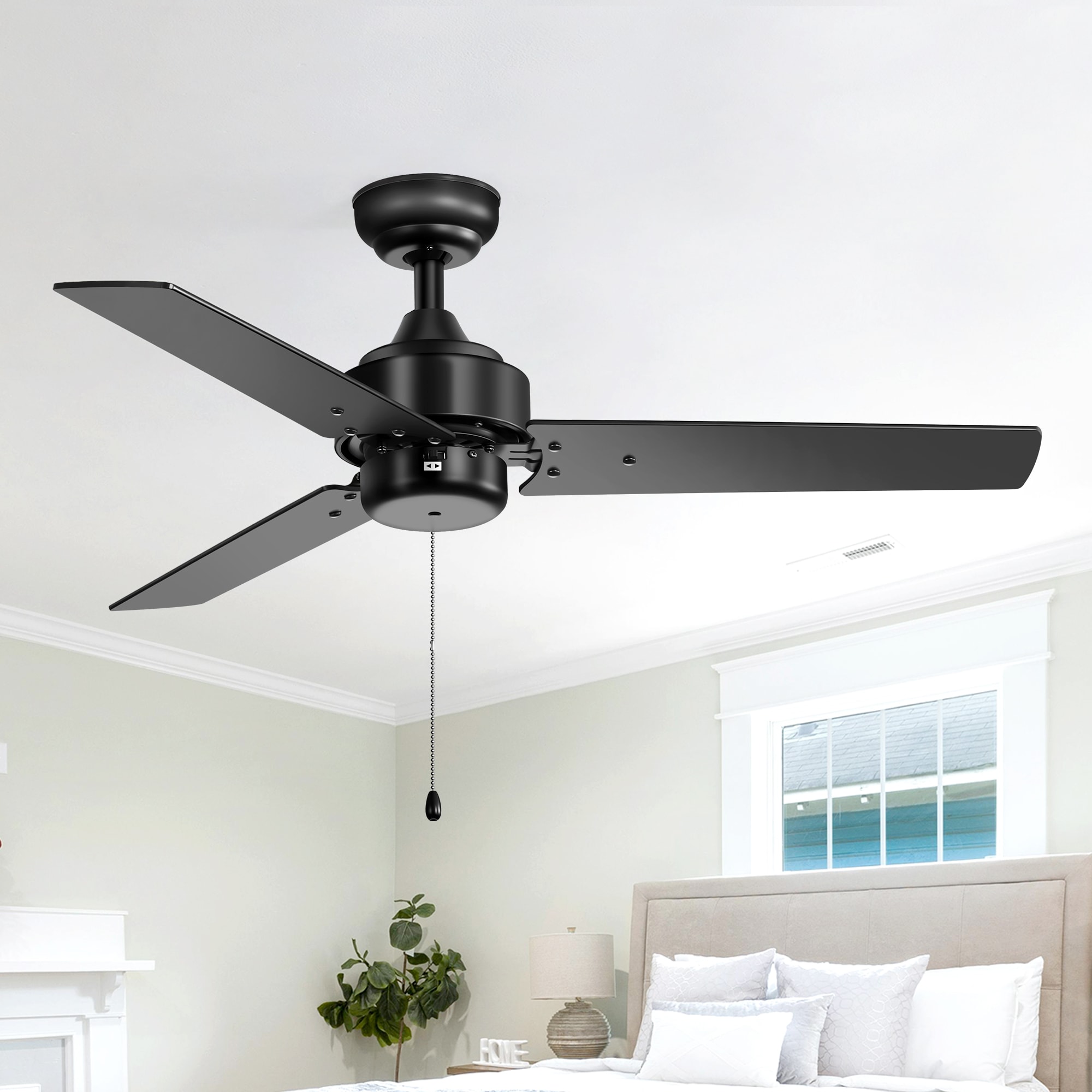 Breezary 25011-AB 42-in Matte Black with Black Blades Propeller Ceiling Fan Without Light ( 3 -Blade )