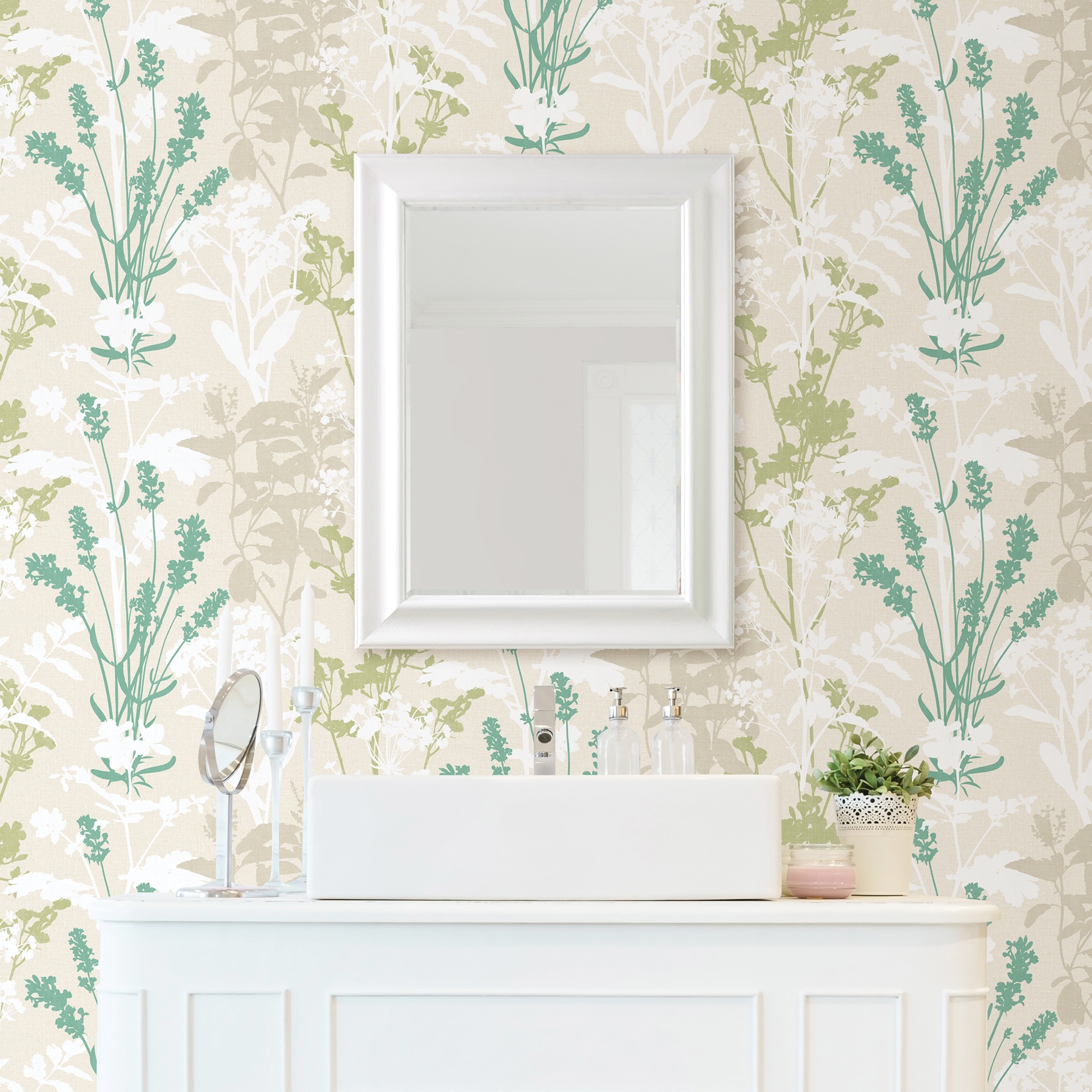 Advantage Bath 56.4-sq ft Green Non-woven Floral Unpasted Wallpaper ...