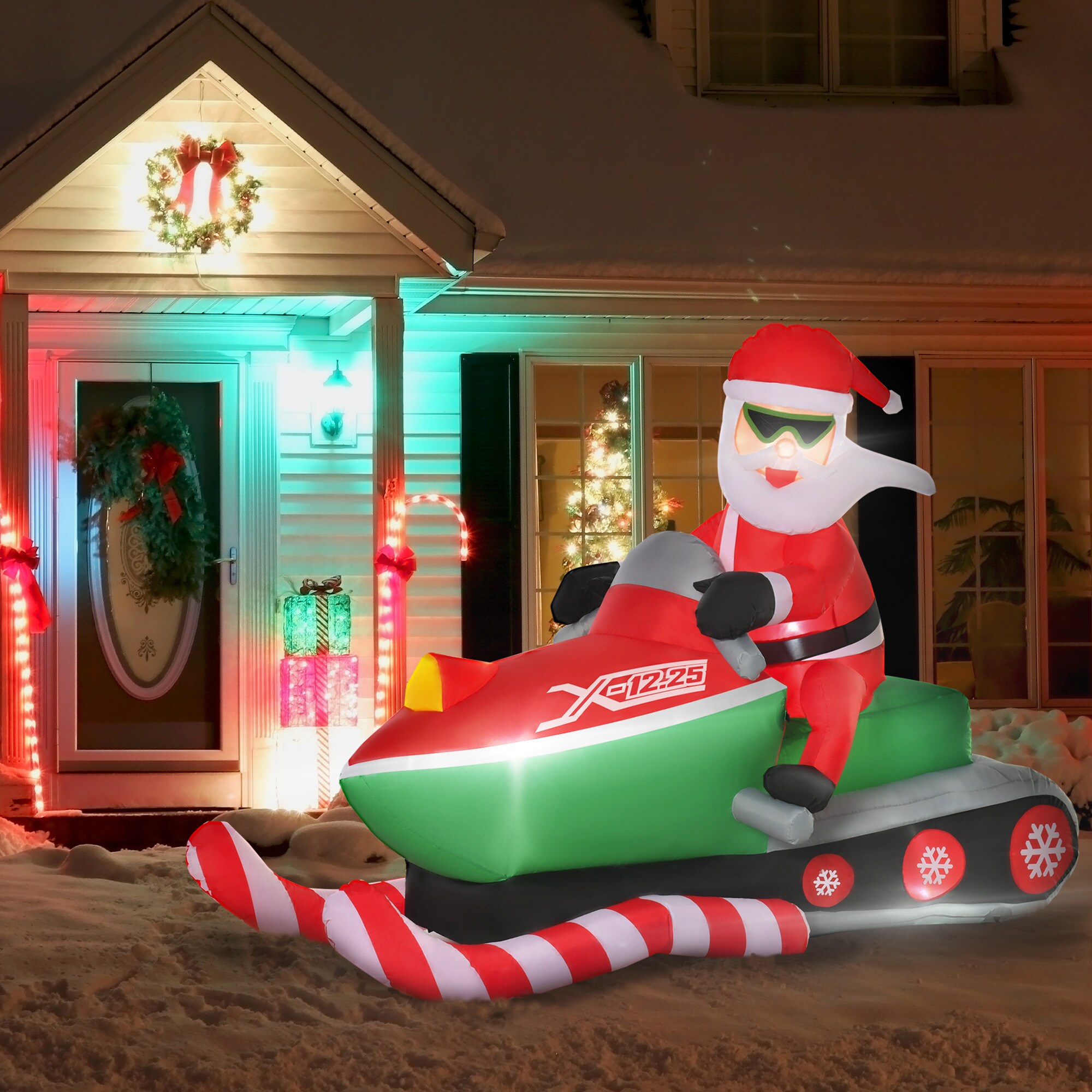 HomCom 7ft Christmas Inflatables Outdoor Decorations Santa Claus ...